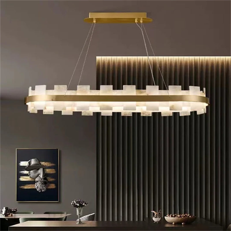 Anita Alabaster Oval Chandelier