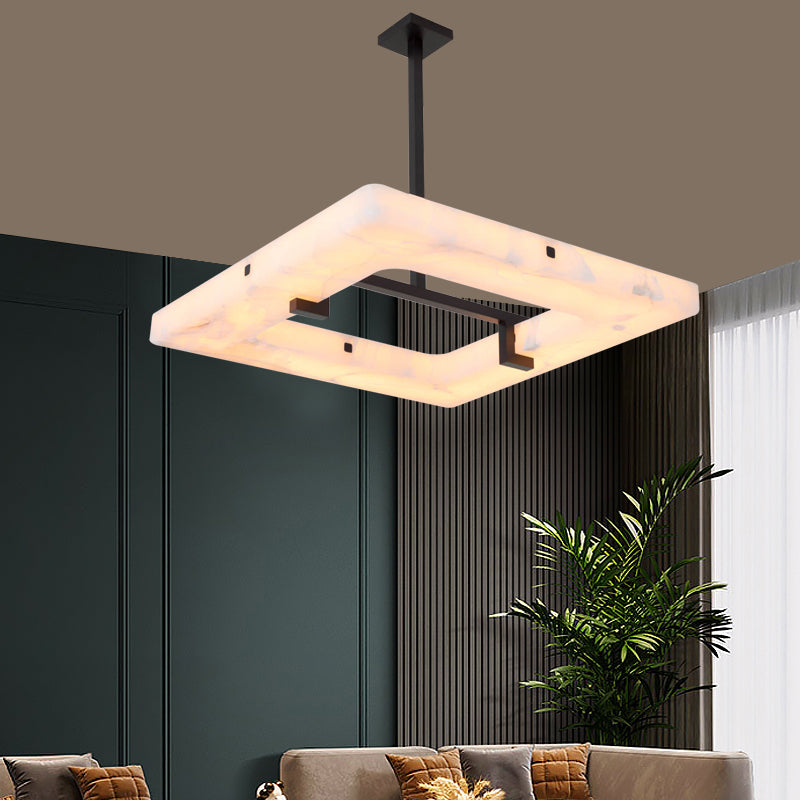 Halo Alabaster Square Chandelier 28" 40"