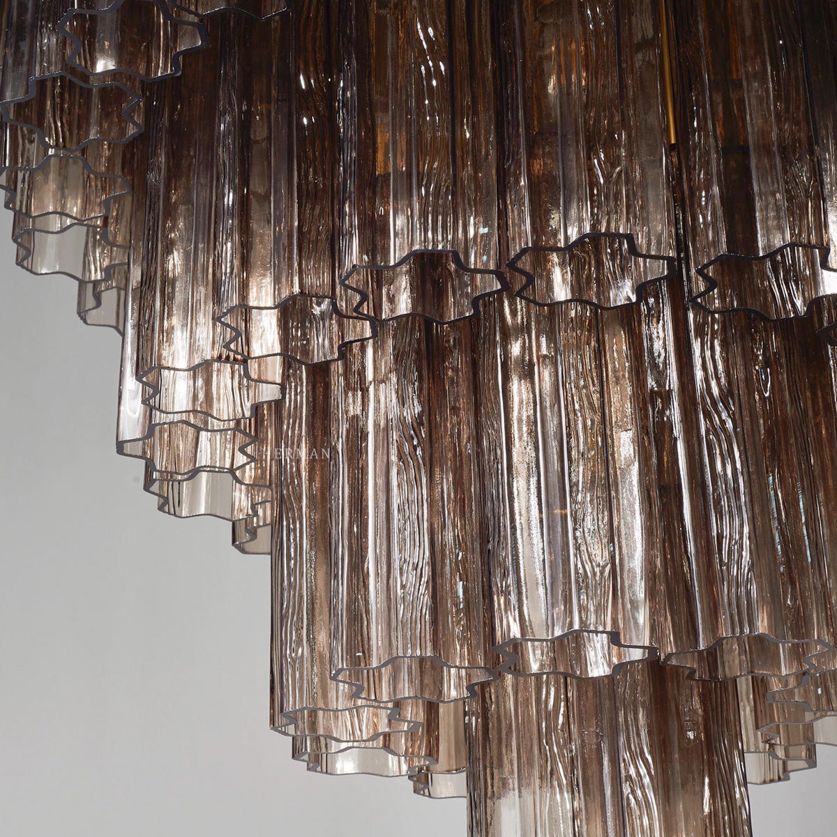 Tronchi Murano Chandelier – 78 tubes – Smoked