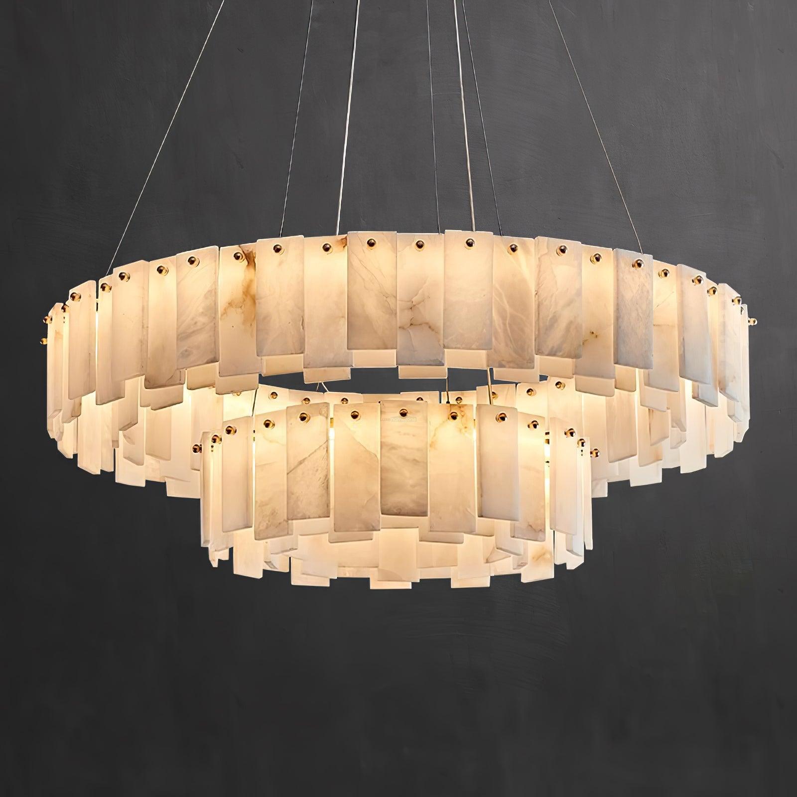 Celestial Alabaster Round/Square Chandelier - Alabaster, Alabaster Chandelier-1-Luxehomezone