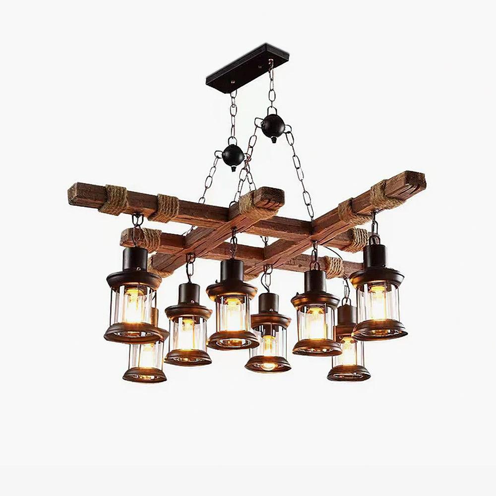 Vintage Wooden Glass Chandeliers - Luxehomezone