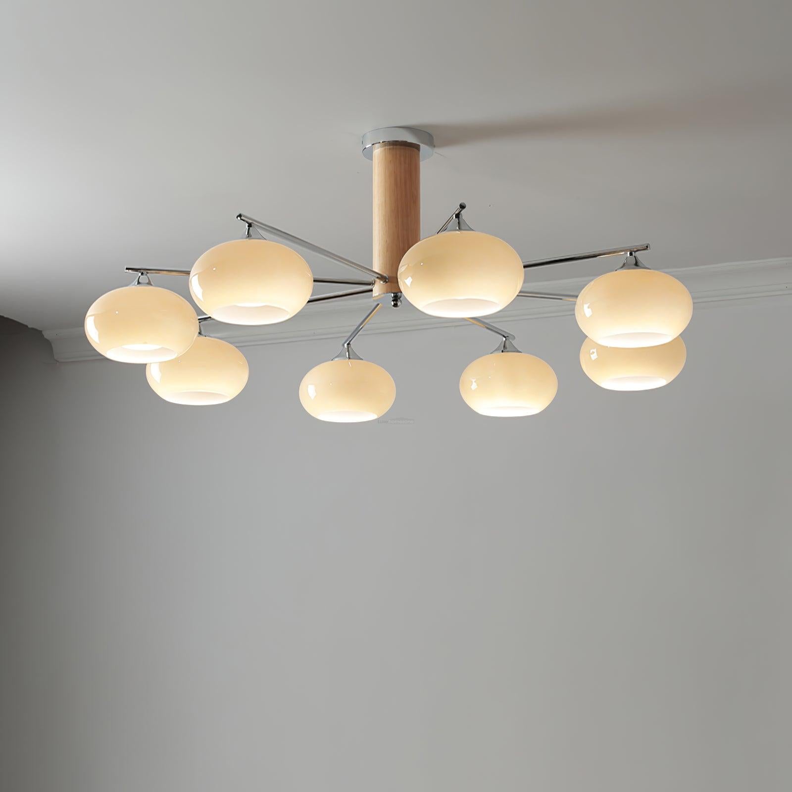 Elliptical Persimmon Chandelier with 3/6/8 heads - Glass Chandelier, Persimmon-1-Luxehomezone