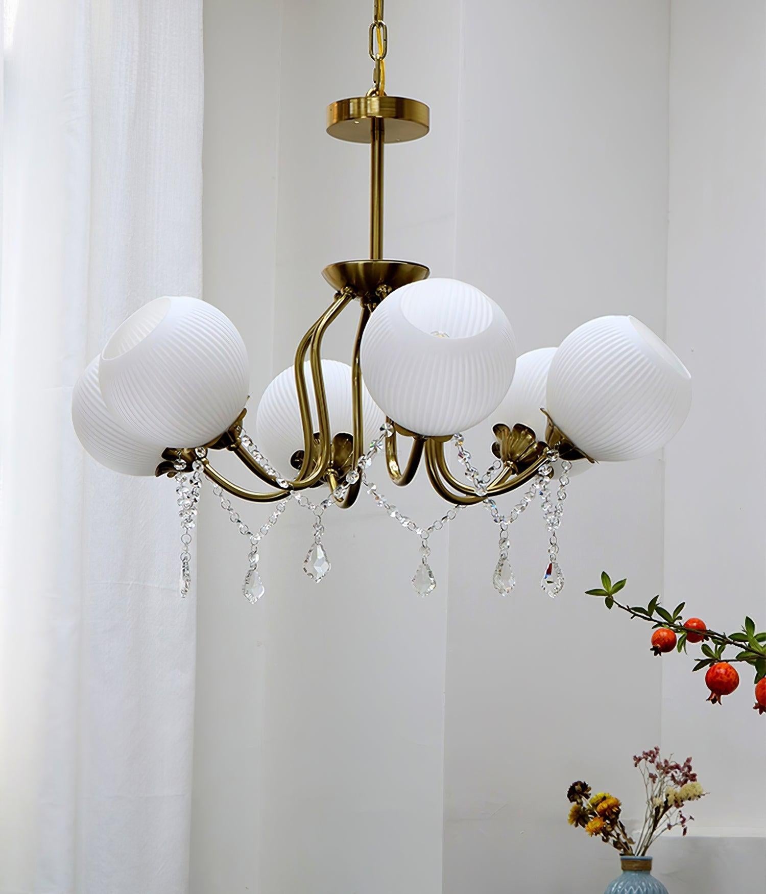 Orb Glow Copper Glass Chandelier ∅22" - Bend, Marshmallow Chandelier-1-Luxehomezone