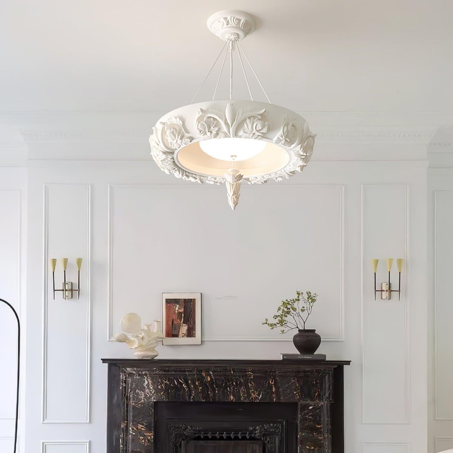 Artistic Carved Plaster Chandelier ∅ 23.6″~∅ 31.5″ - Alabaster-1-Luxehomezone