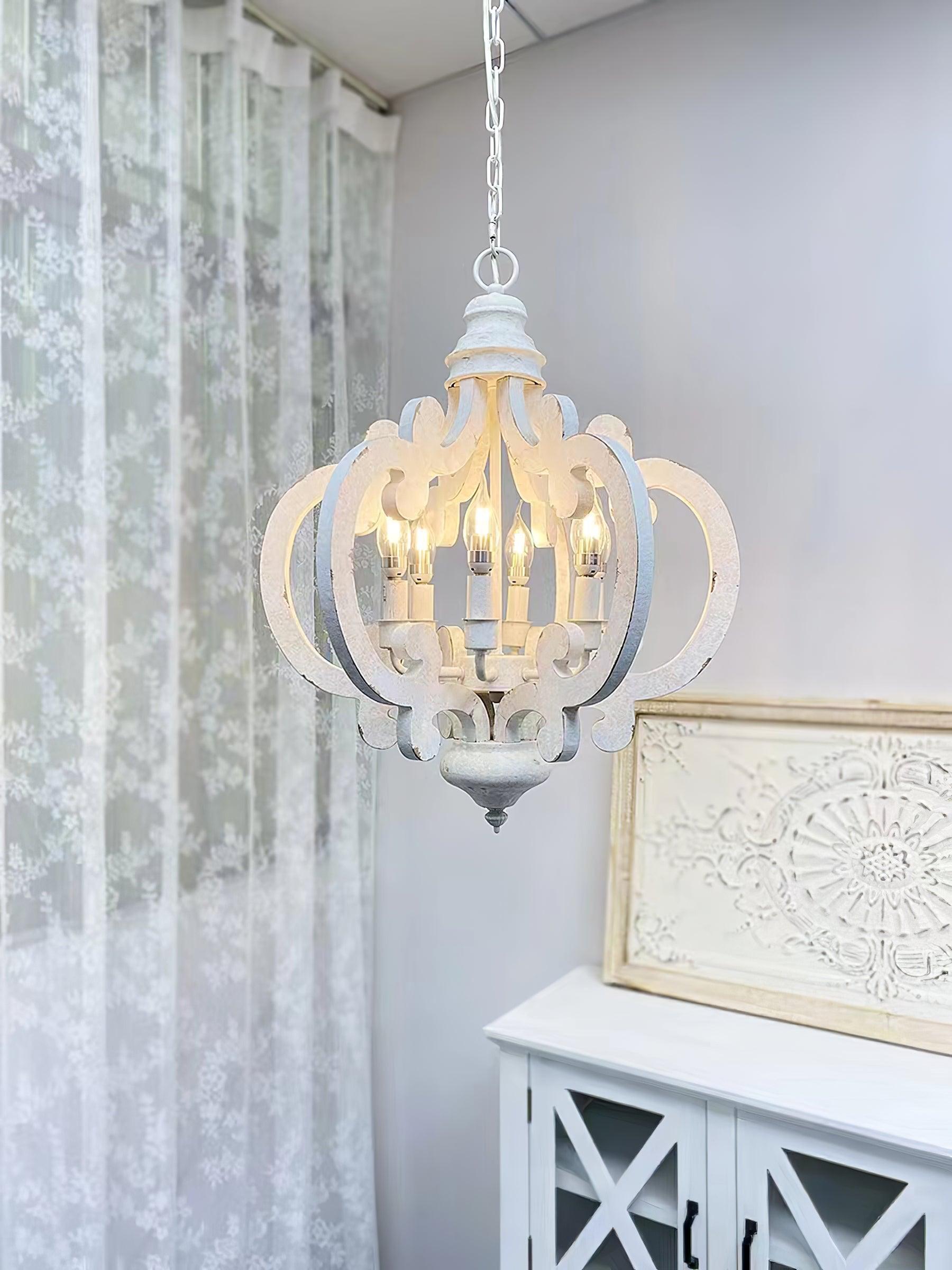 Antique White Style Chandelier Φ 19.7″ - Genteel, Optimized-1-Luxehomezone