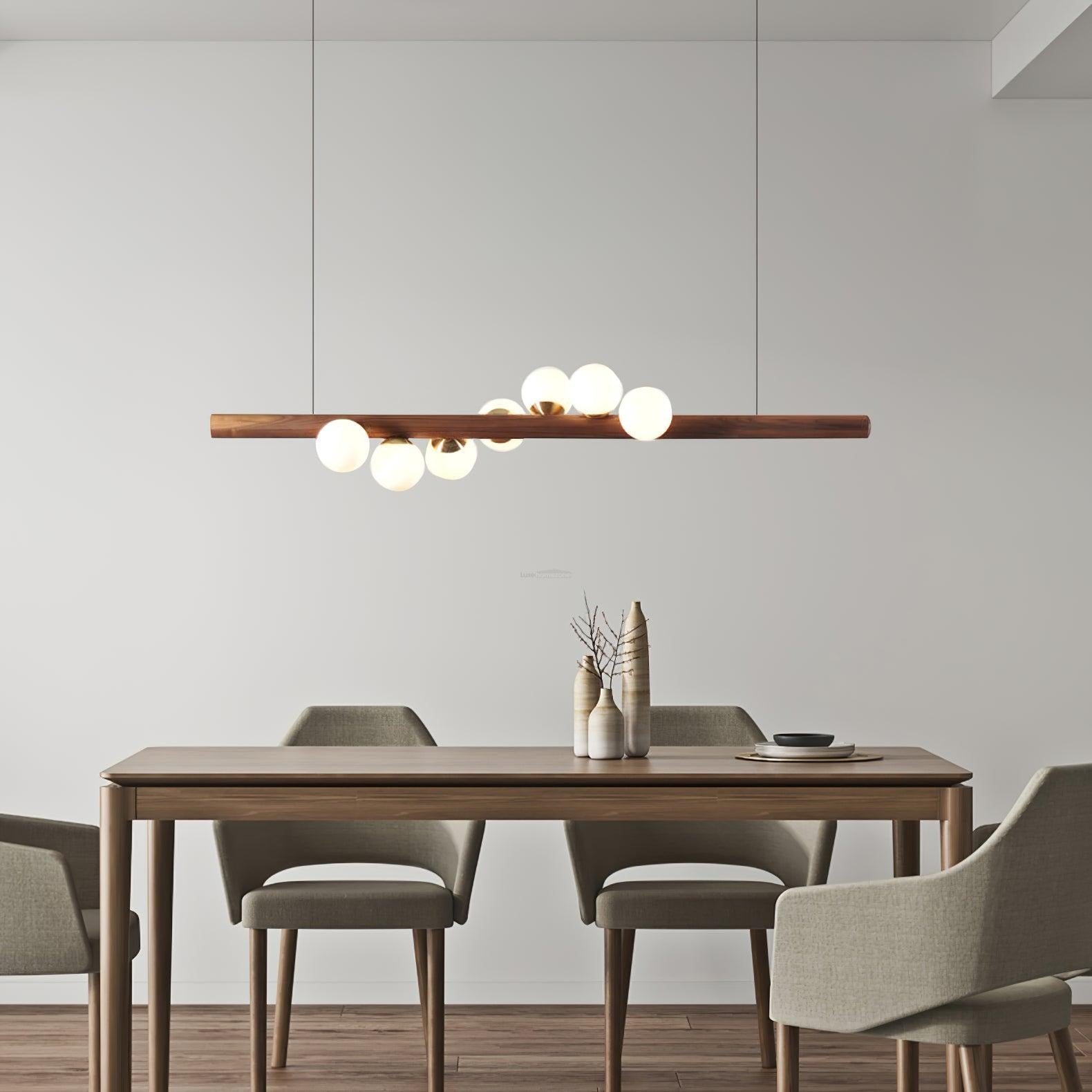 Scandinavian Wooden Pendant - Walnut & White, Wood-1-Luxehomezone