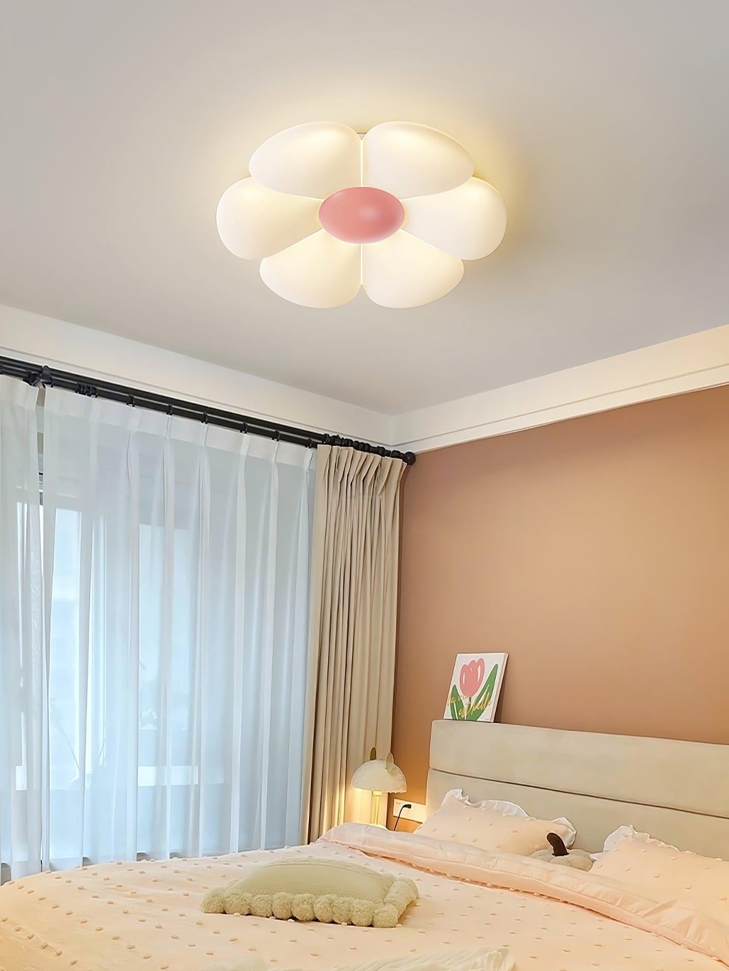 Six-leaf Flower Kids Room Ceiling Lamp  ∅ 19.7″ - Candy, Flush Mounts, Green, Pink, White, Yellow-1-Luxehomezone