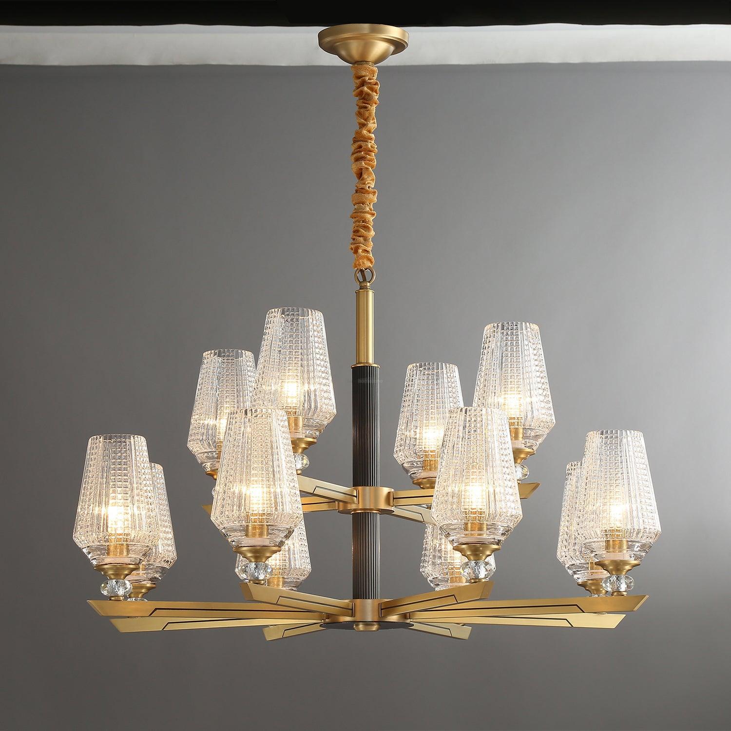 Orrefors Brass Chandelier Φ 25.2″ - Lucency-1-Luxehomezone