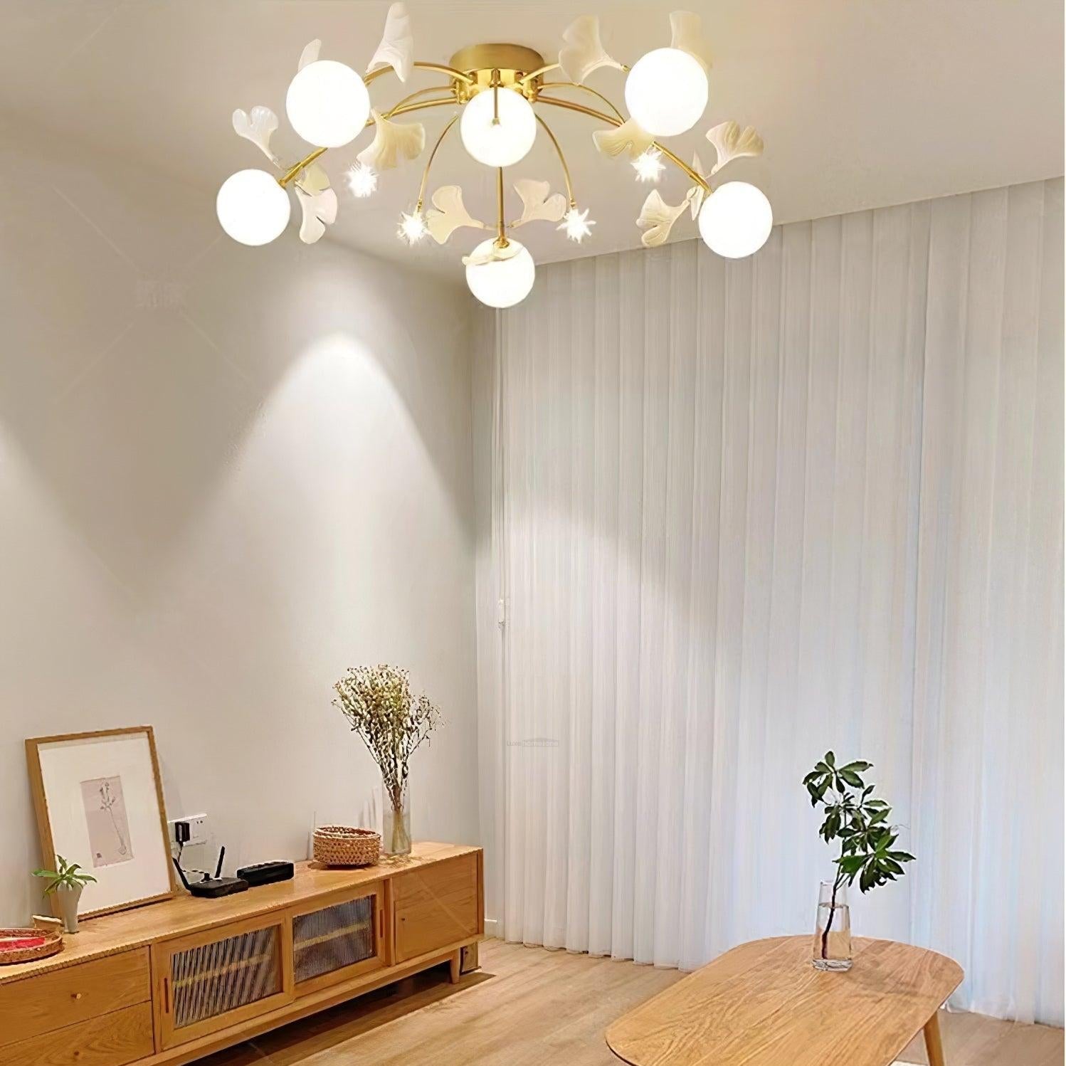 Ginkgo Glass Ceiling Lamp ∅ 39.4″ - Bend, Semi Flush Mounts-1-Luxehomezone