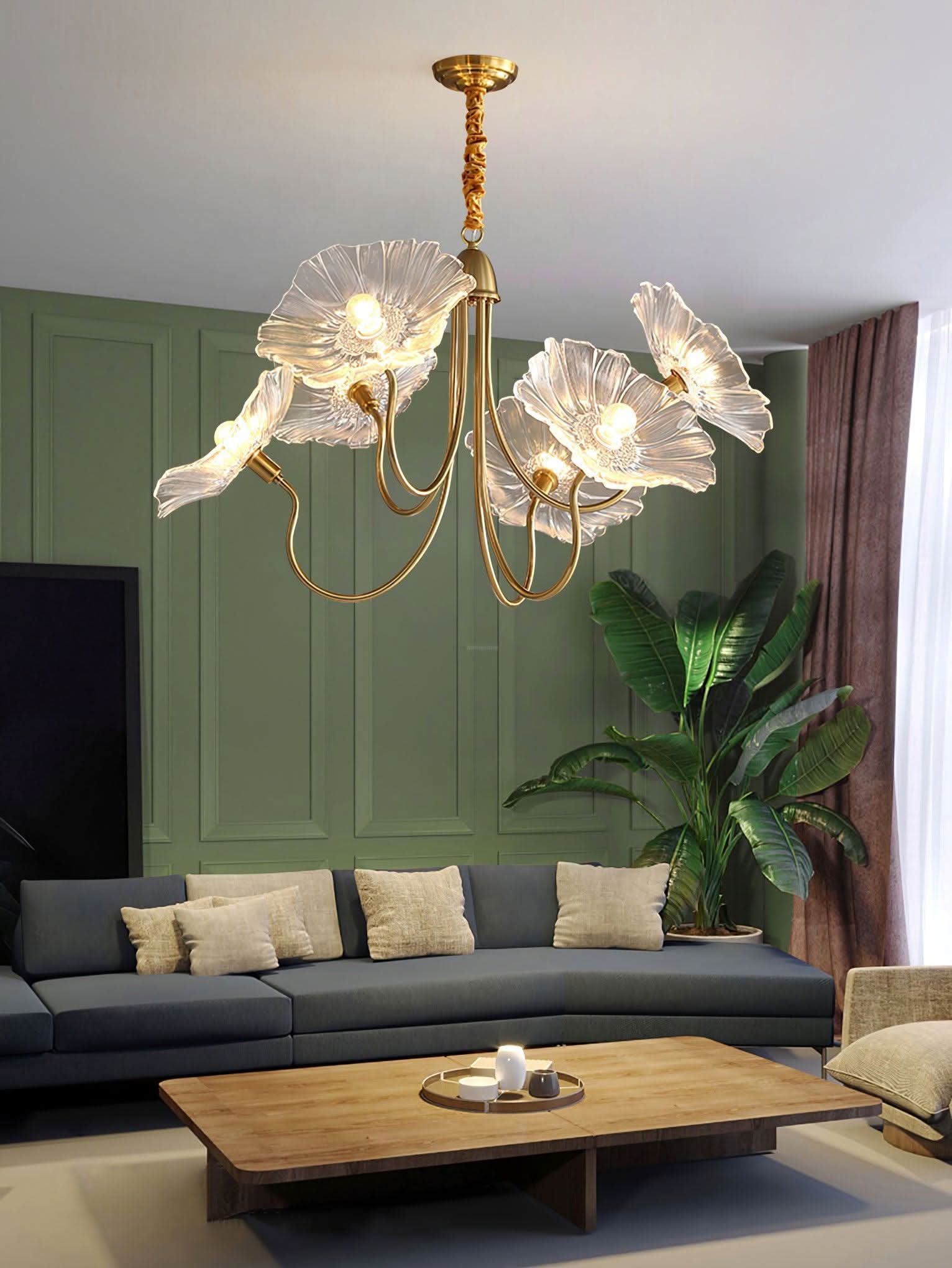 Lotus Leaf Glass Chandelier ∅ 35.4″ - Luxehomezone