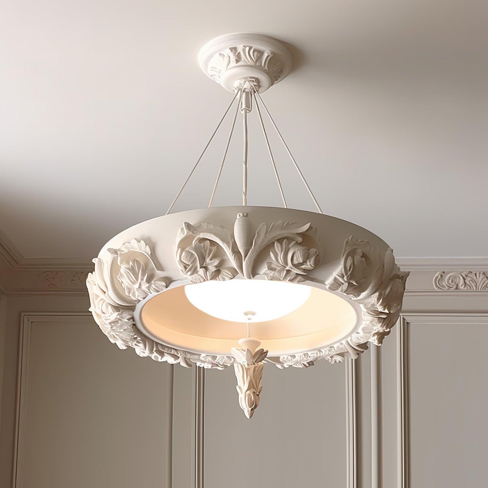 Artistic Carved Plaster Chandelier ∅ 23.6″~∅ 31.5″ - Alabaster-1-Luxehomezone