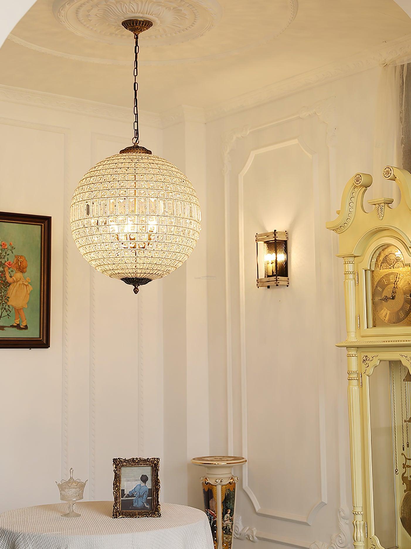 Traditional Globe Chandelier - Classic, Crystals-1-Luxehomezone