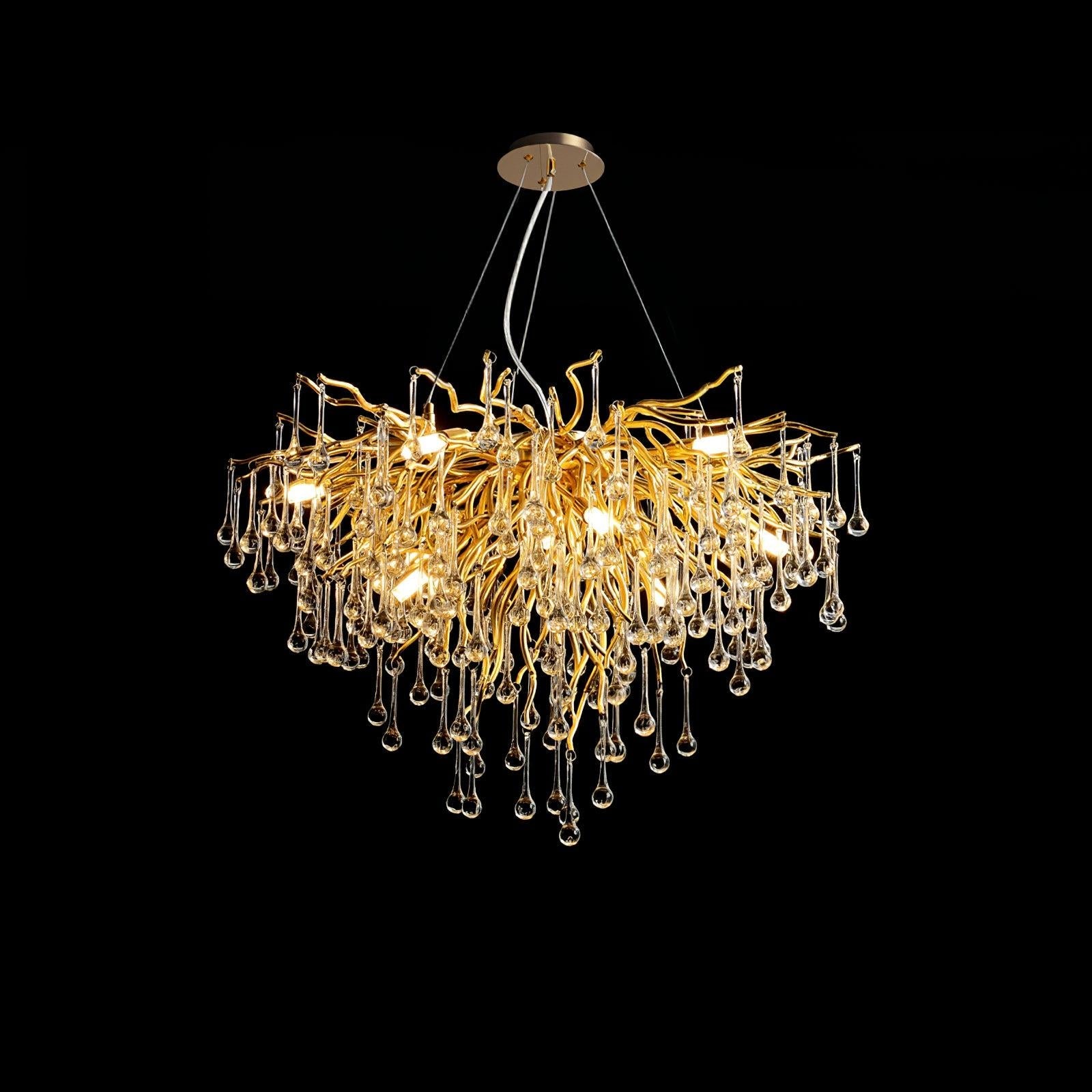 Teardrop Style Crystal Chandelier - Crystals, Gold & Clear crystal-1-Luxehomezone
