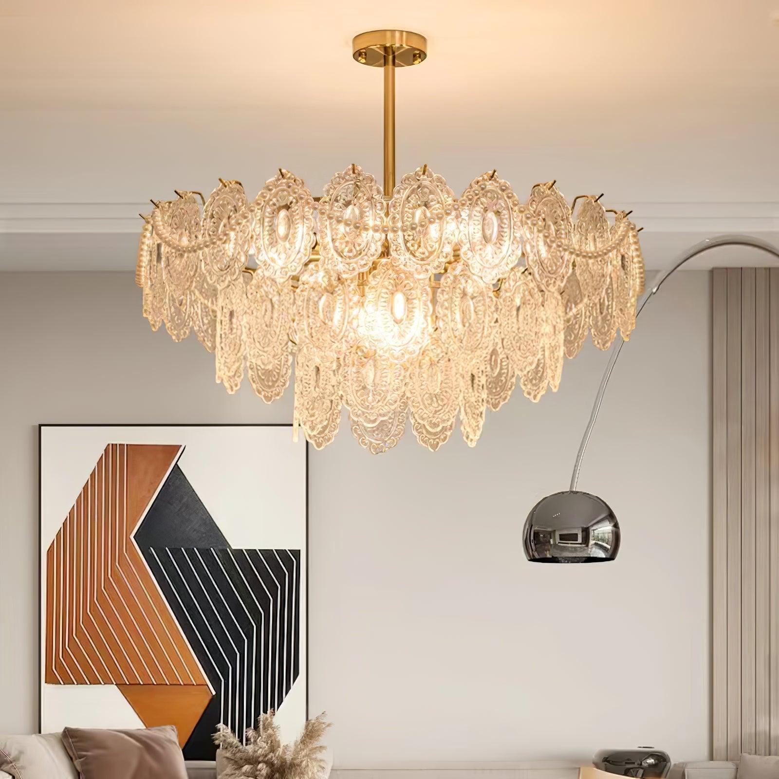 Wave Pearl Style Chandelier - Cylinder-1-Luxehomezone