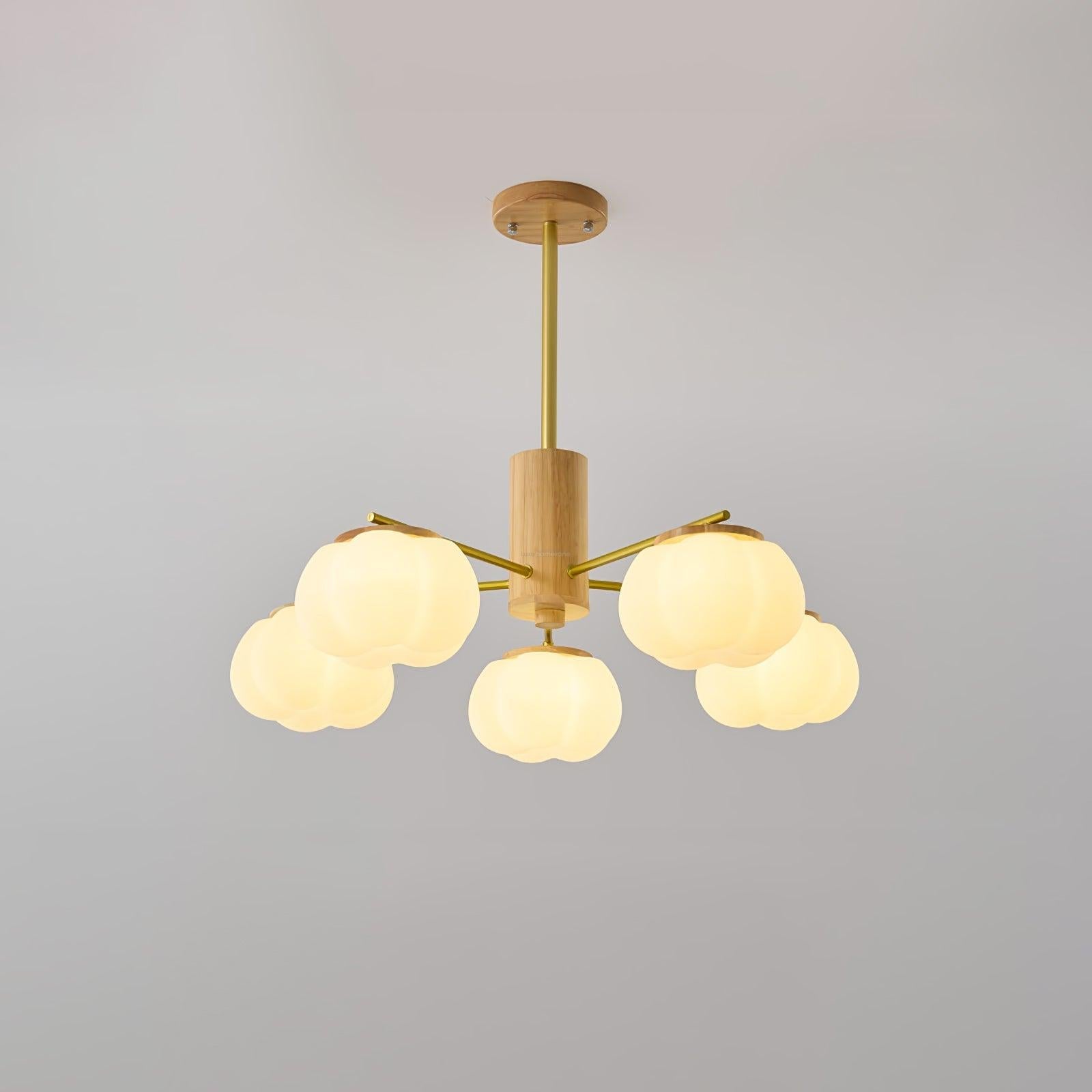 Wooden Cotton Balls Chandelier with 5/8 lamps - Zahara-1-Luxehomezone
