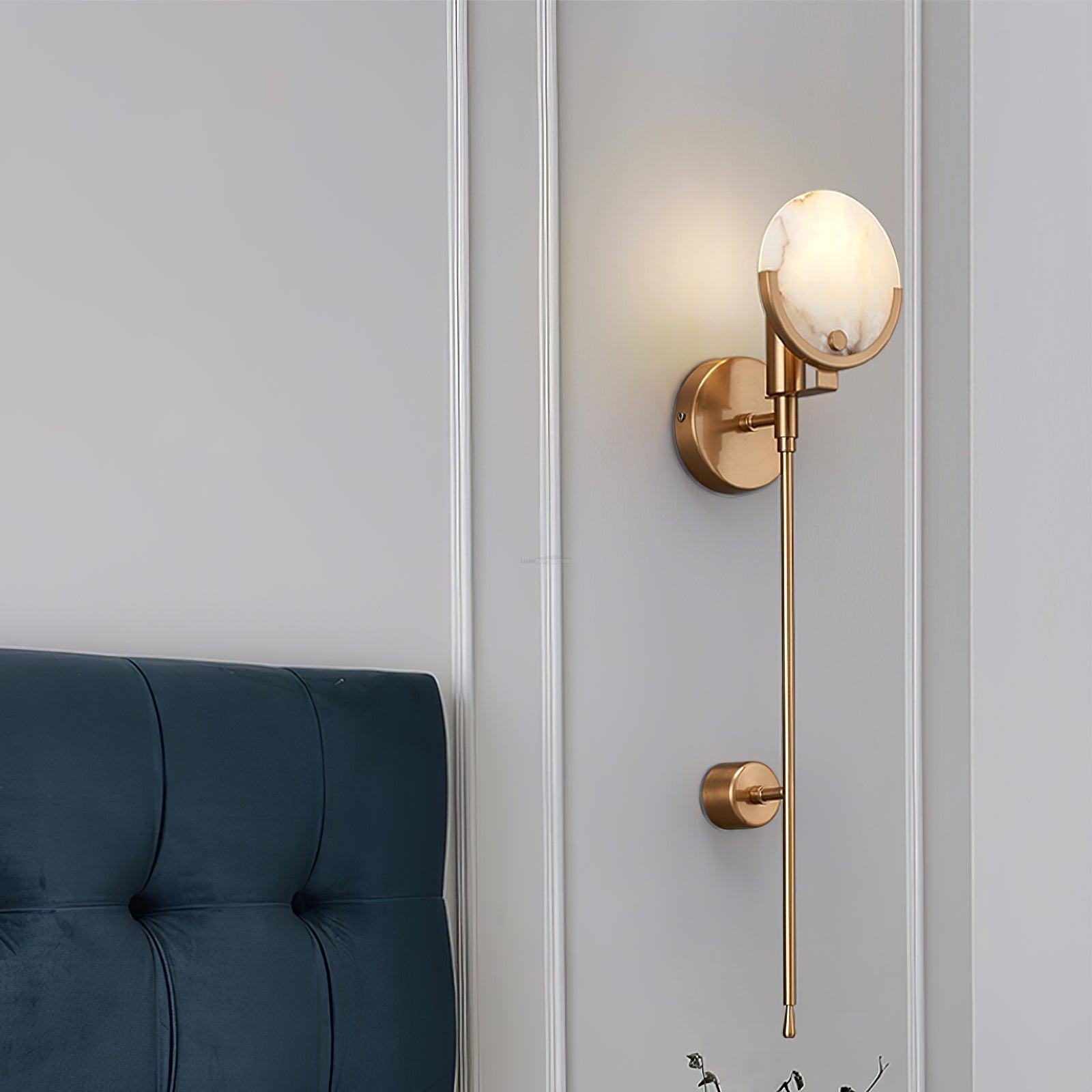 Ava Alabaster Brass Wall Sconce - Alabaster, Alabaster Wall Lamp-1-Luxehomezone