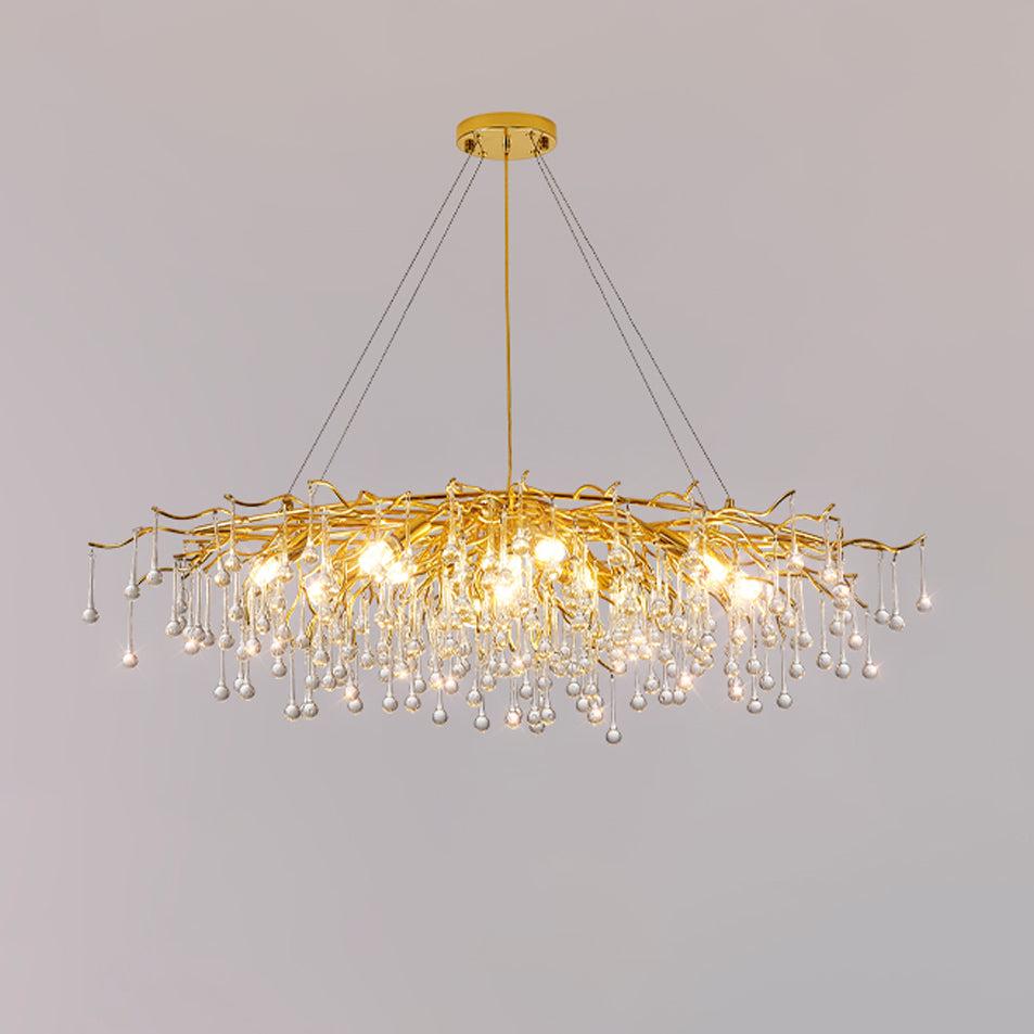 Teardrop Style Crystal Chandelier - Crystals, Gold & Clear crystal-1-Luxehomezone