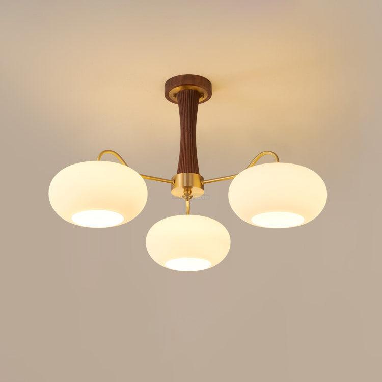 Brass Wooden Persimmon Ceiling Light For Living Room - Glass Chandelier, Persimmon, Semi Flush Mounts-1-Luxehomezone