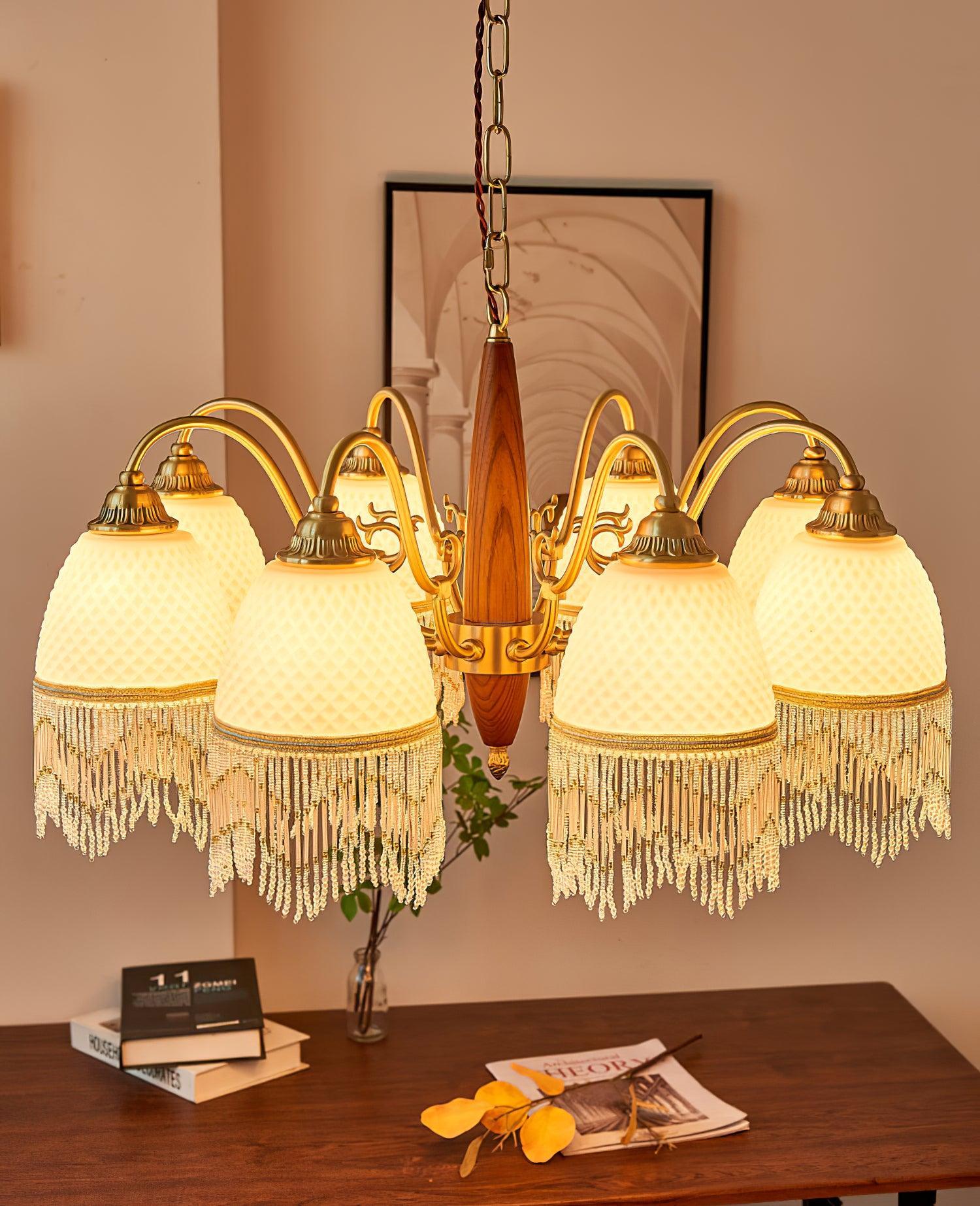 Mesh Tassel Glass Chandelier ∅ 19.7″ - Tassel-1-Luxehomezone