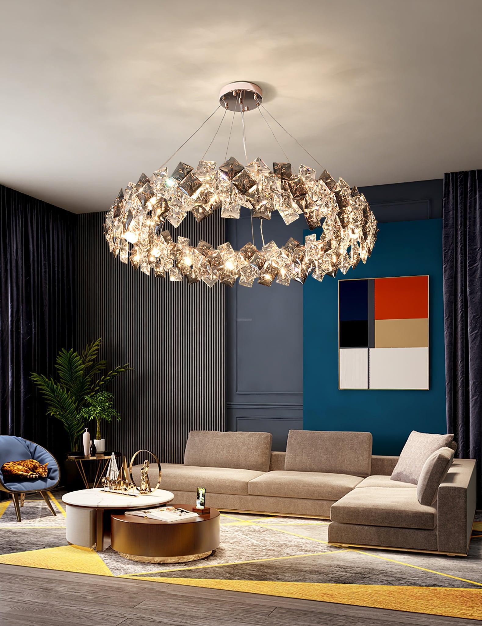 Scale Crystal Round Chandelier Φ 23.6″ - Luxehomezone
