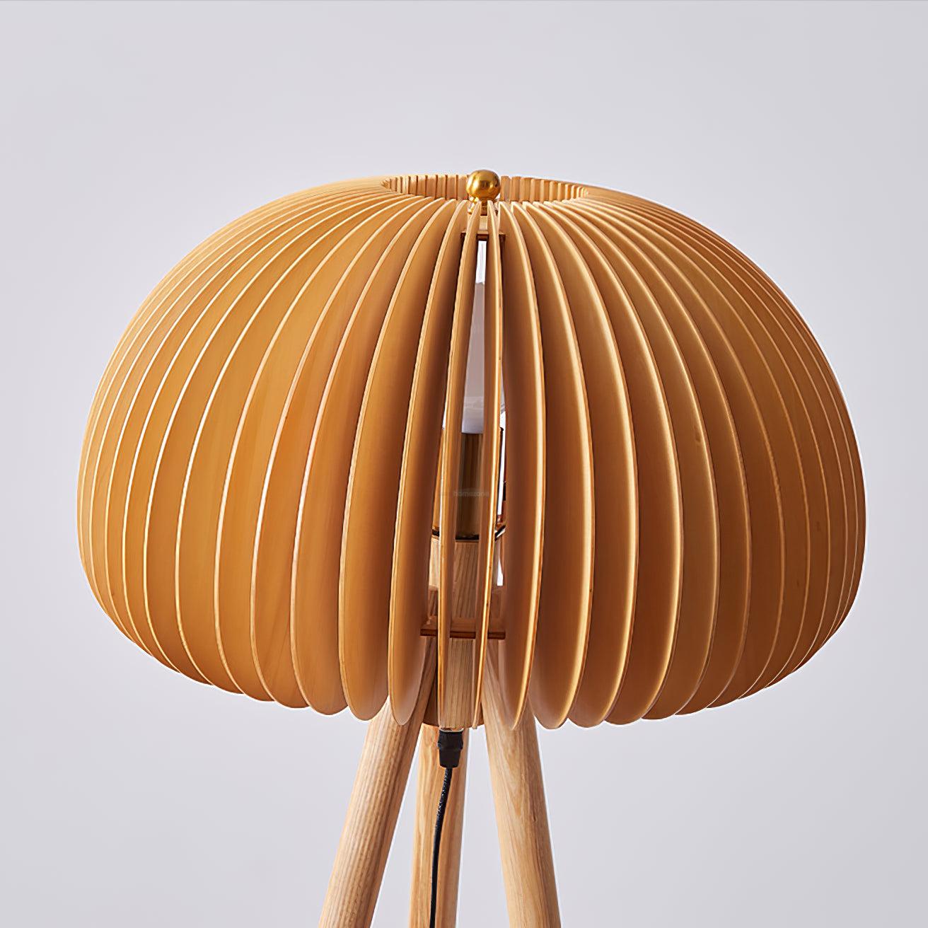 Wooden Pumpkin Floor Lamp  ∅ 17.7″ - Wood-1-Luxehomezone