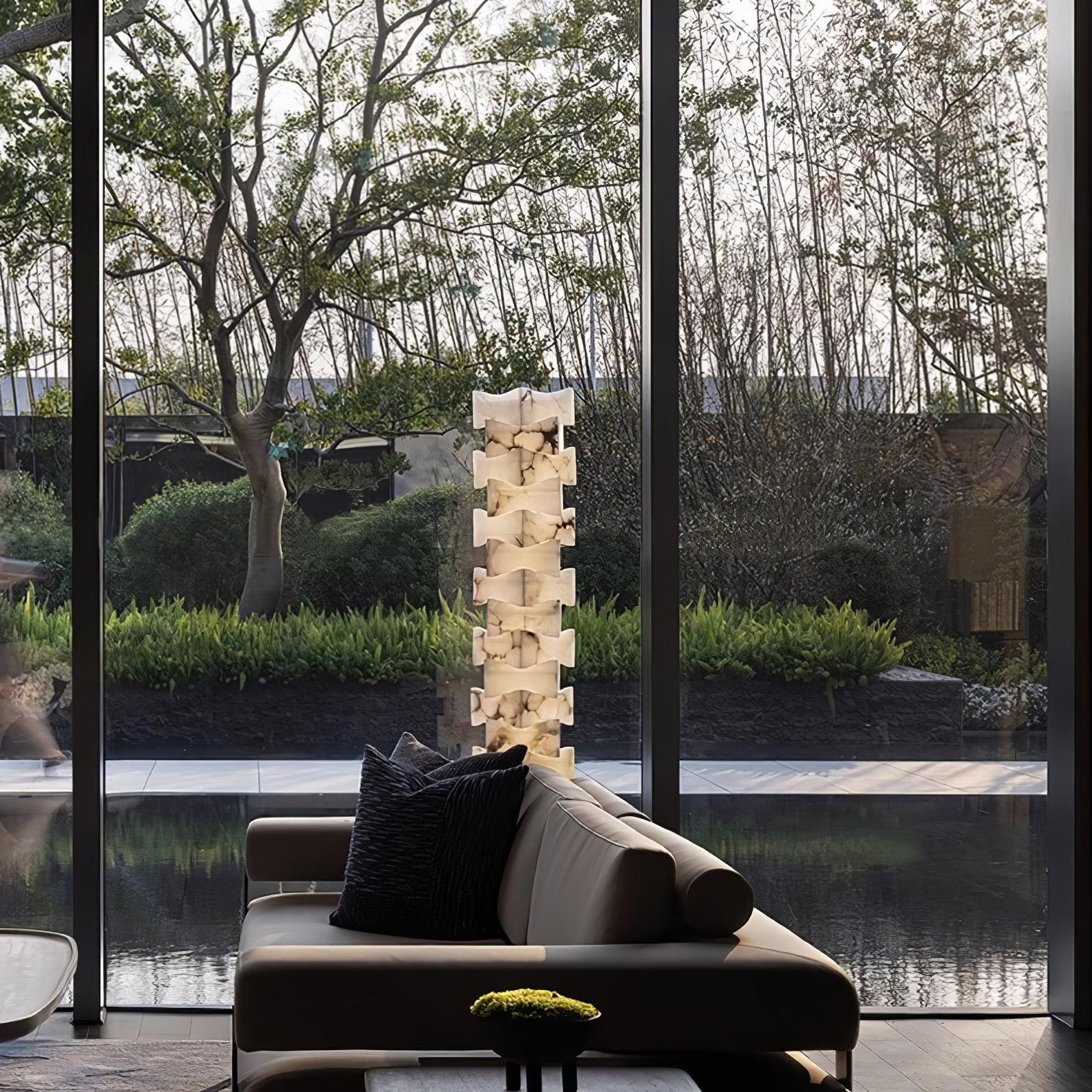 Stacked Alabaster Squares Floor Lamp - Alabaster-1-Luxehomezone