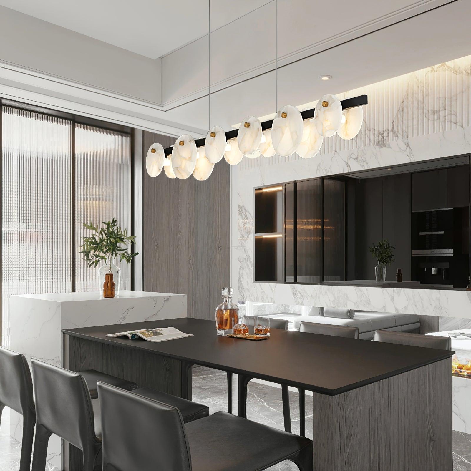 Trinidad Linear Dining Room  Alabaster Chandelier - Alabaster, Alabaster Chandelier-1-Luxehomezone