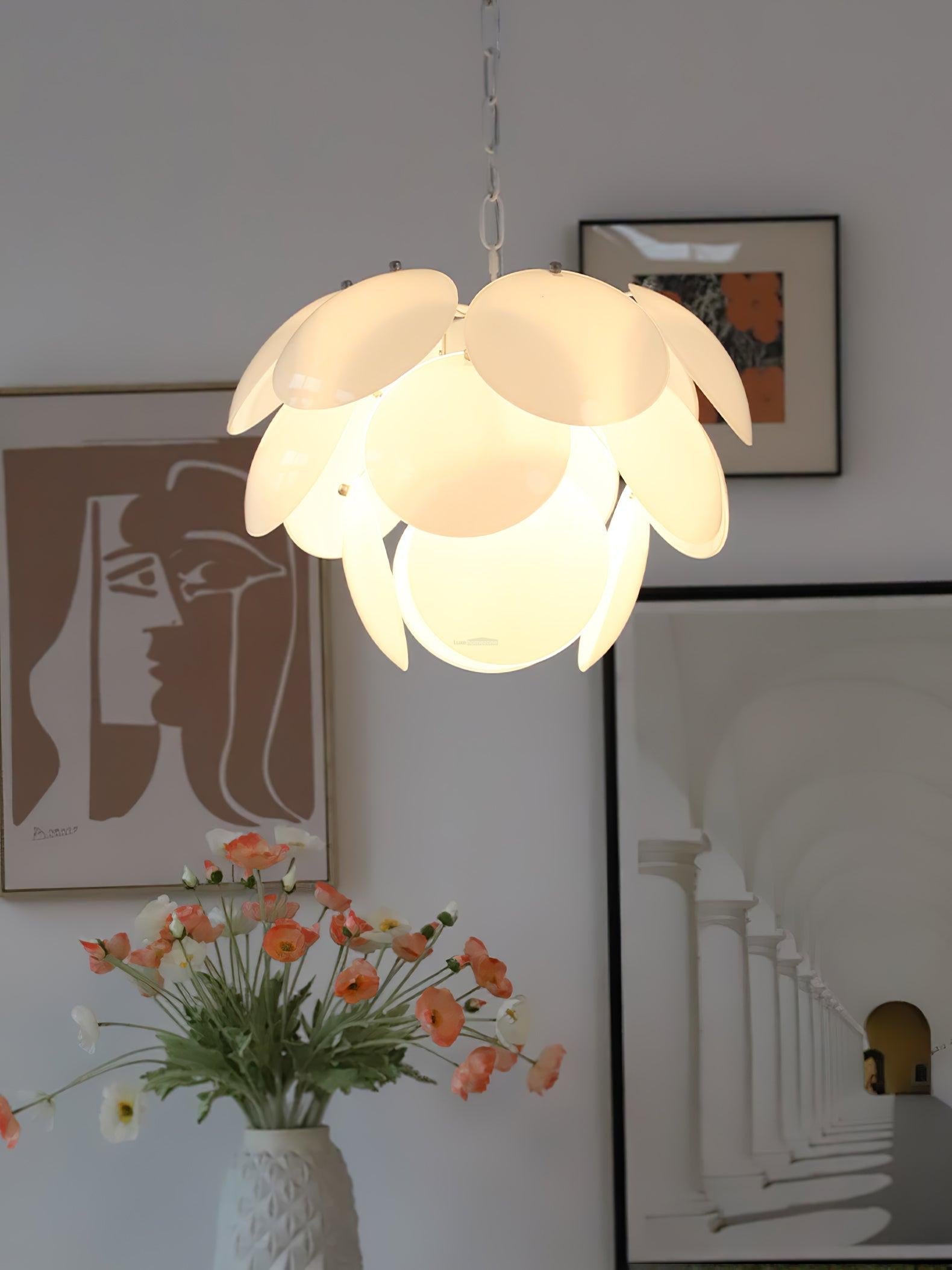 Luminous Petal Glass Round Chandelier - Luxehomezone
