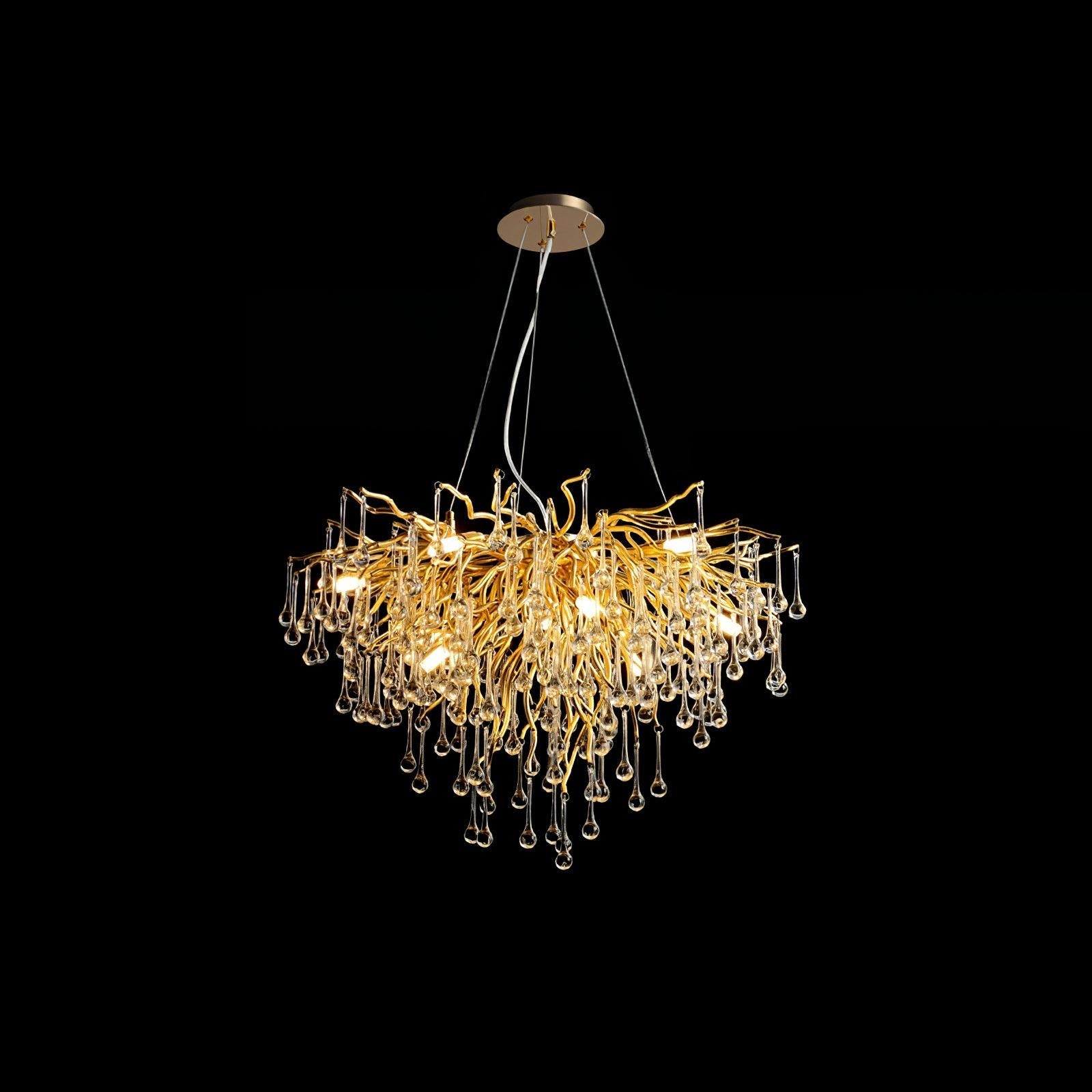 Teardrop Style Crystal Chandelier - Crystals, Gold & Clear crystal-1-Luxehomezone