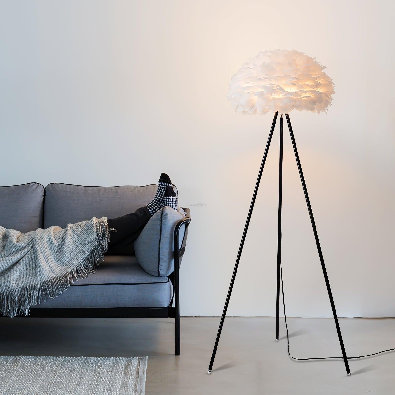 Eos Feather Floor Lamp  ∅ 19.6″ - Feather-1-Luxehomezone