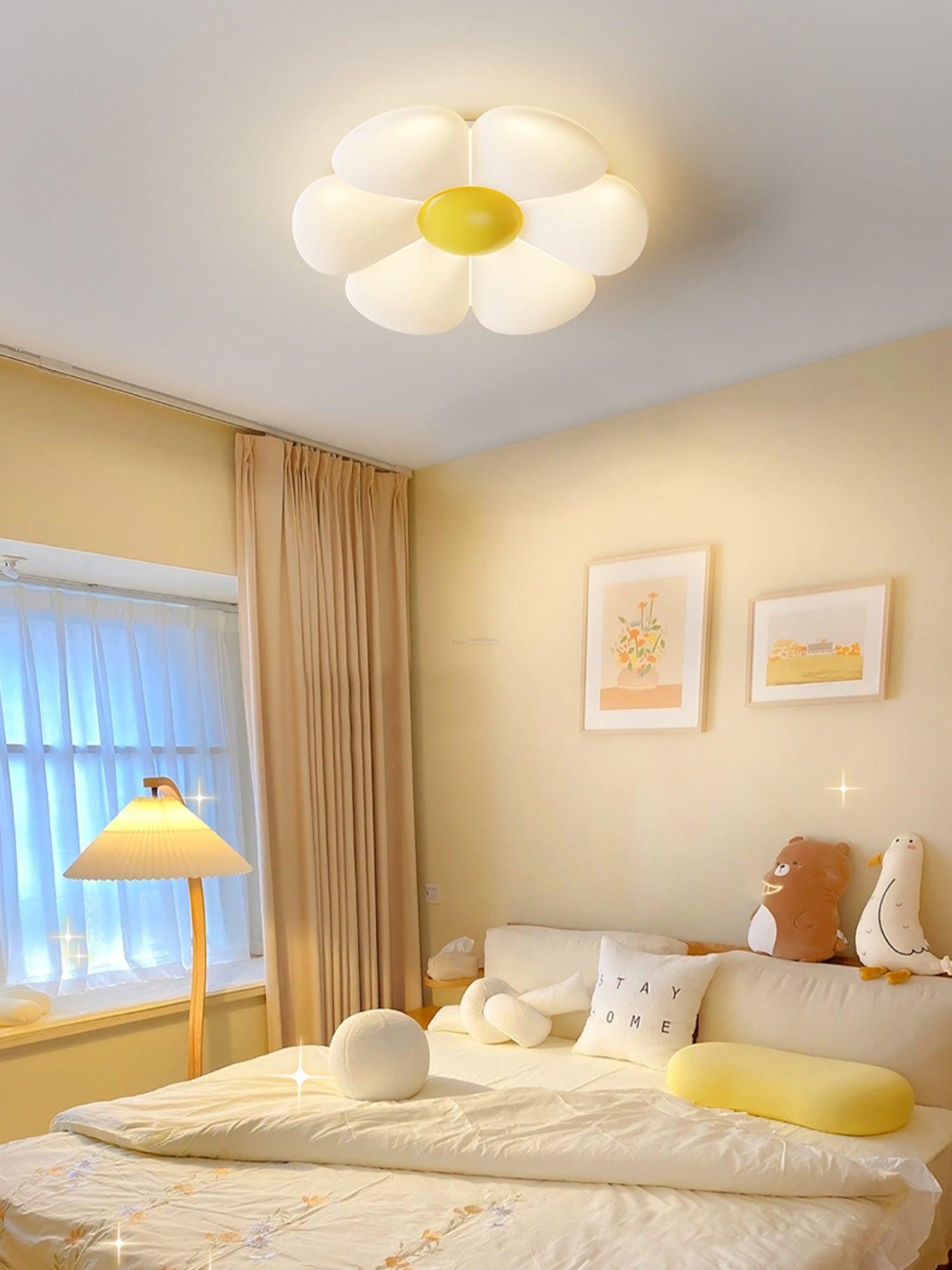 Six-leaf Flower Kids Room Ceiling Lamp  ∅ 19.7″ - Candy, Flush Mounts, Green, Pink, White, Yellow-1-Luxehomezone
