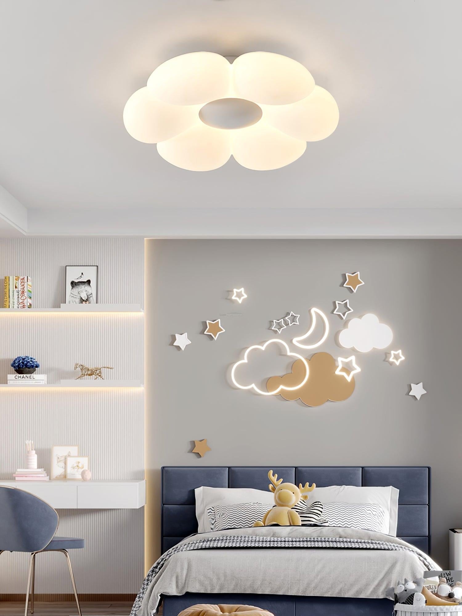 Six-leaf Flower Kids Room Ceiling Lamp  ∅ 19.7″ - Candy, Flush Mounts, Green, Pink, White, Yellow-1-Luxehomezone
