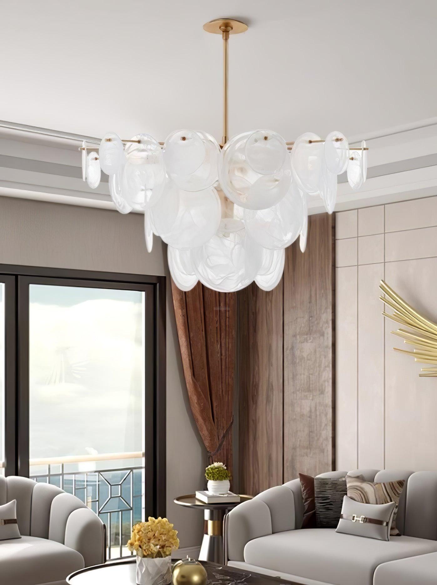 Brass Discs Cascading Round Chandelier - Cylinder-1-Luxehomezone