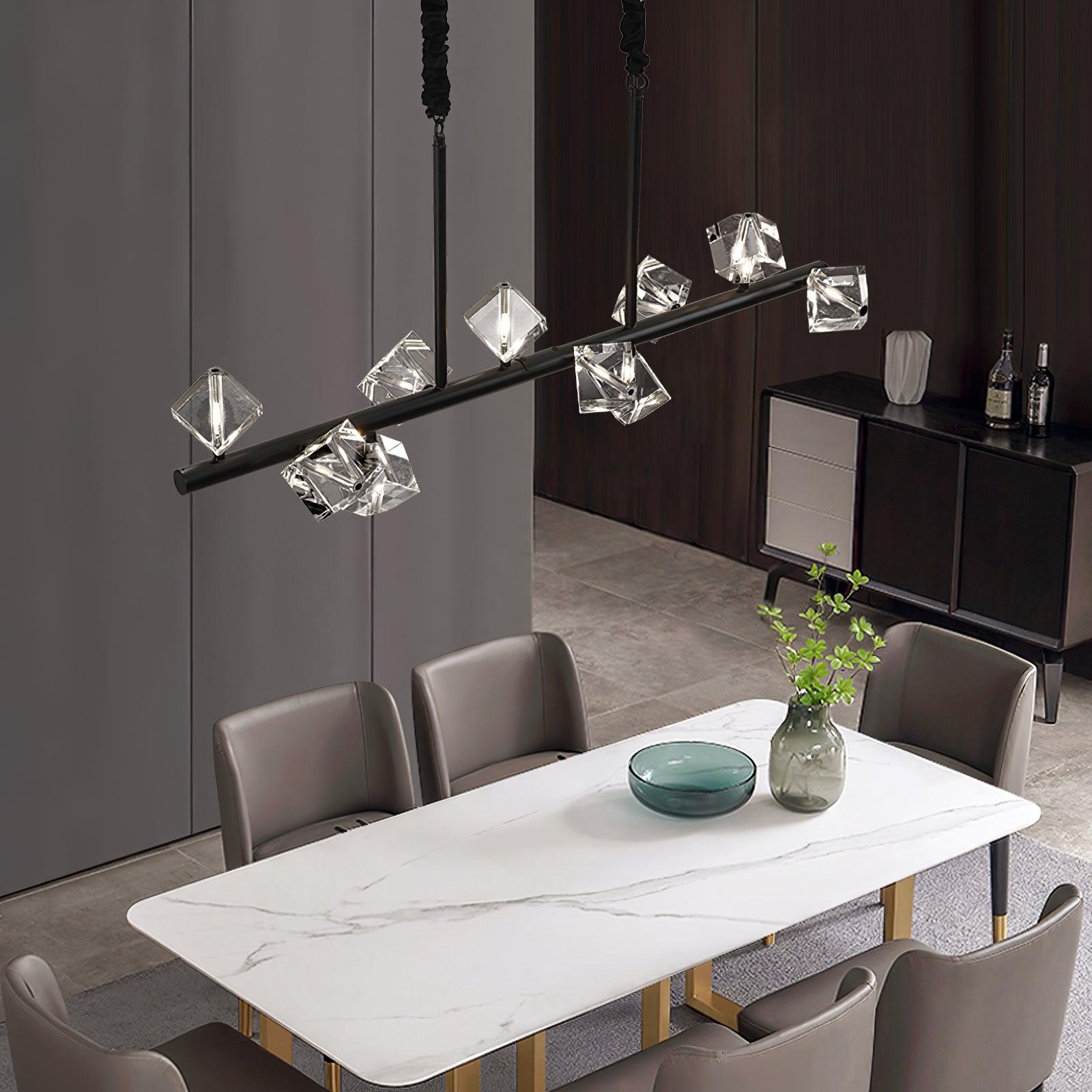 Takku Crystal Linear Chandelier - Black, Gold-1-Luxehomezone