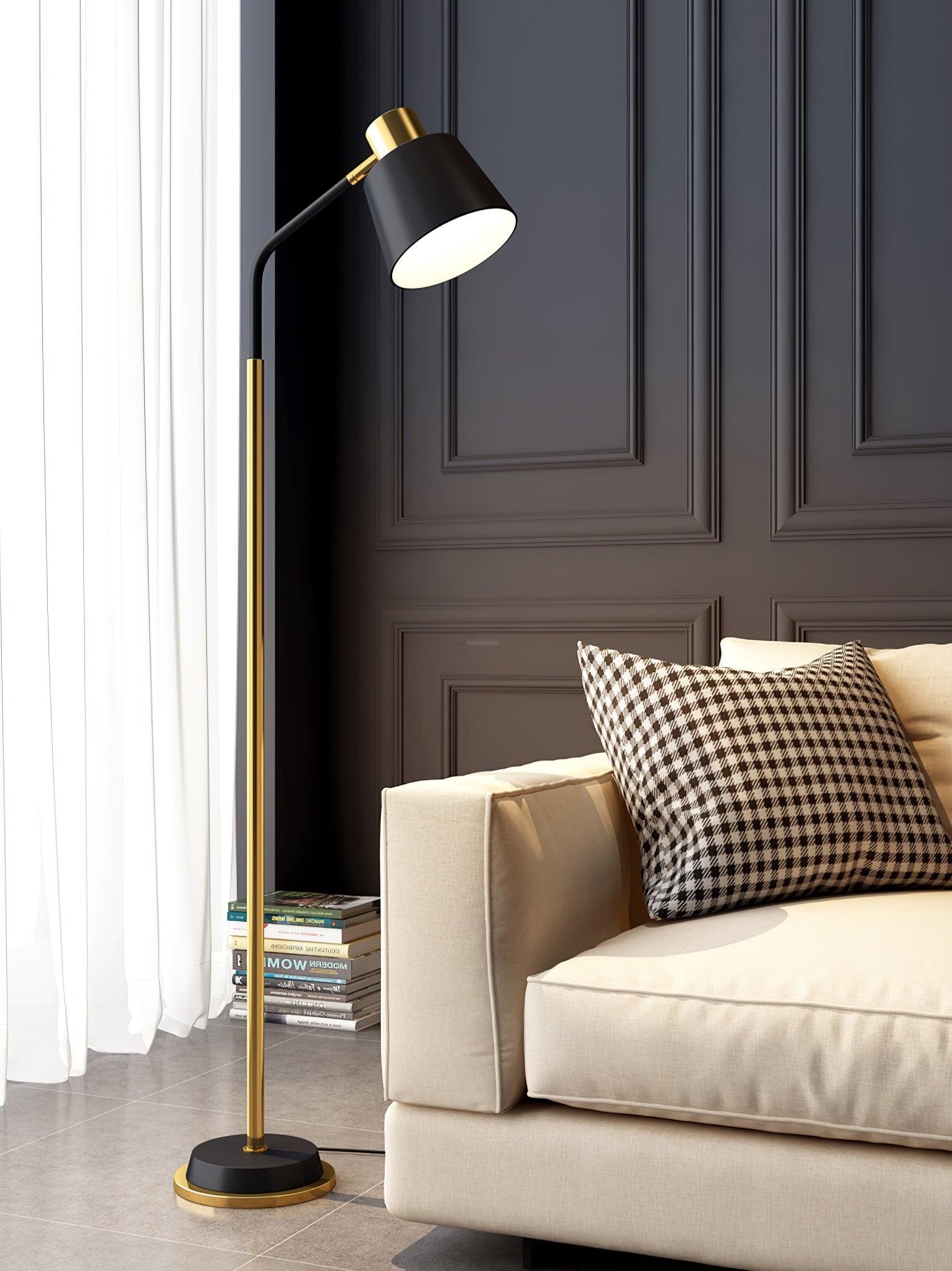 Emmental Floor Lamp ∅ 17.3″ - Gold&Black, Gold&White-1-Luxehomezone
