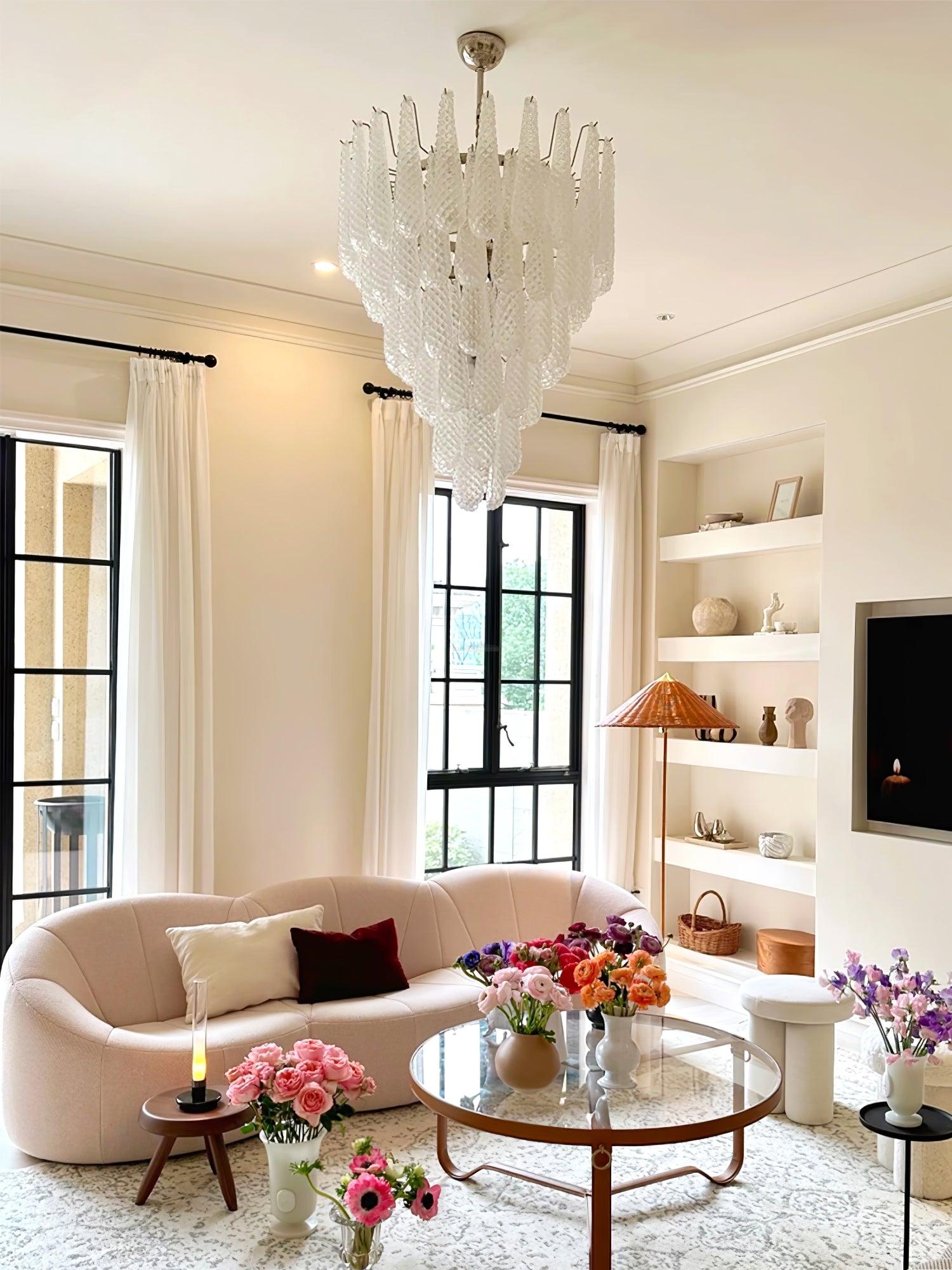 Grid Glass Style Waterfall Chandelier - Cylinder-1-Luxehomezone