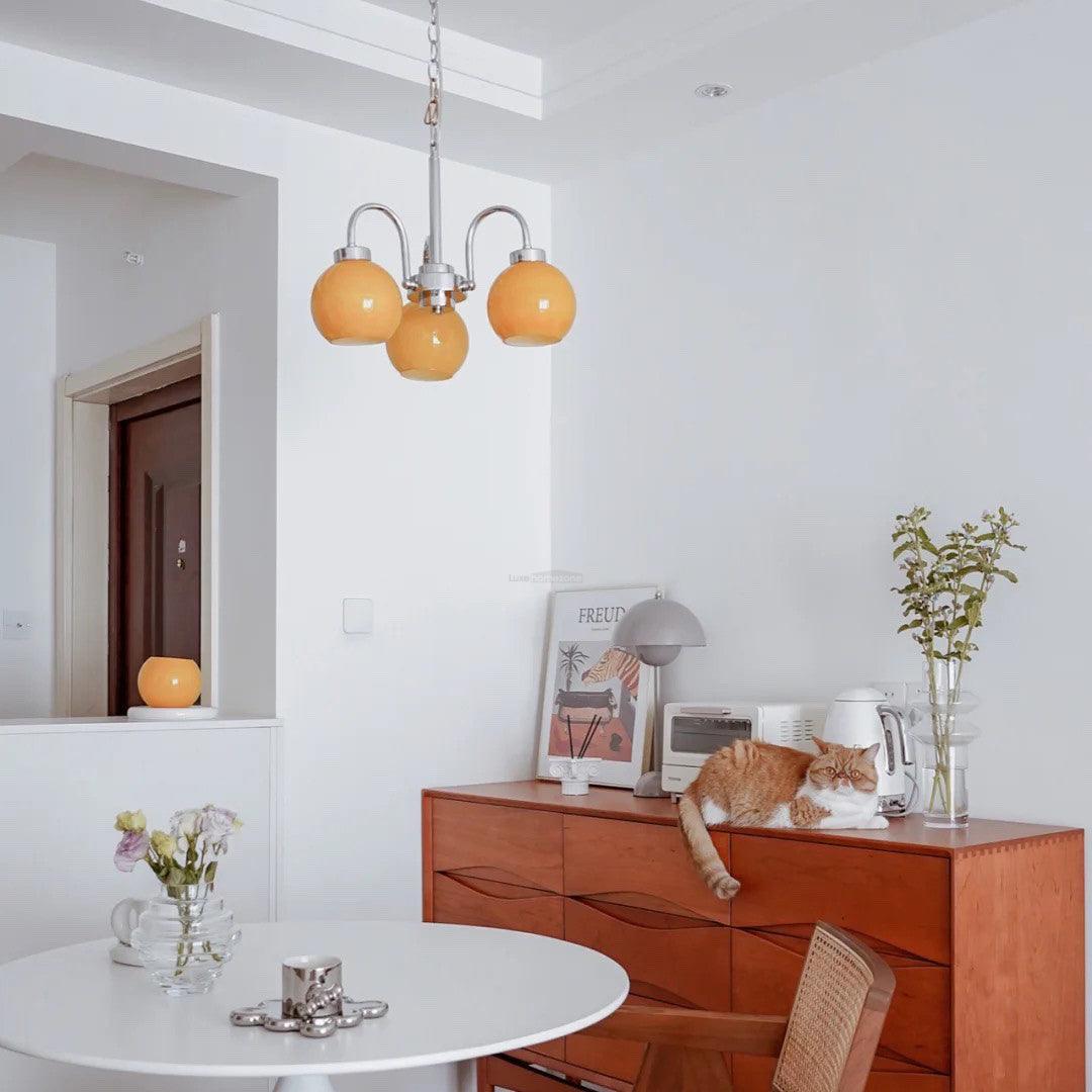 Loa Chandeliers with 3/4/5 heads - Glass Chandelier, Persimmon-1-Luxehomezone