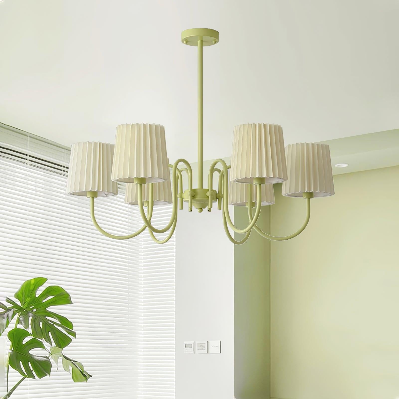 Pleated Fabric Matcha Chandelier with 4/5/6/8 heads - Variety-1-Luxehomezone