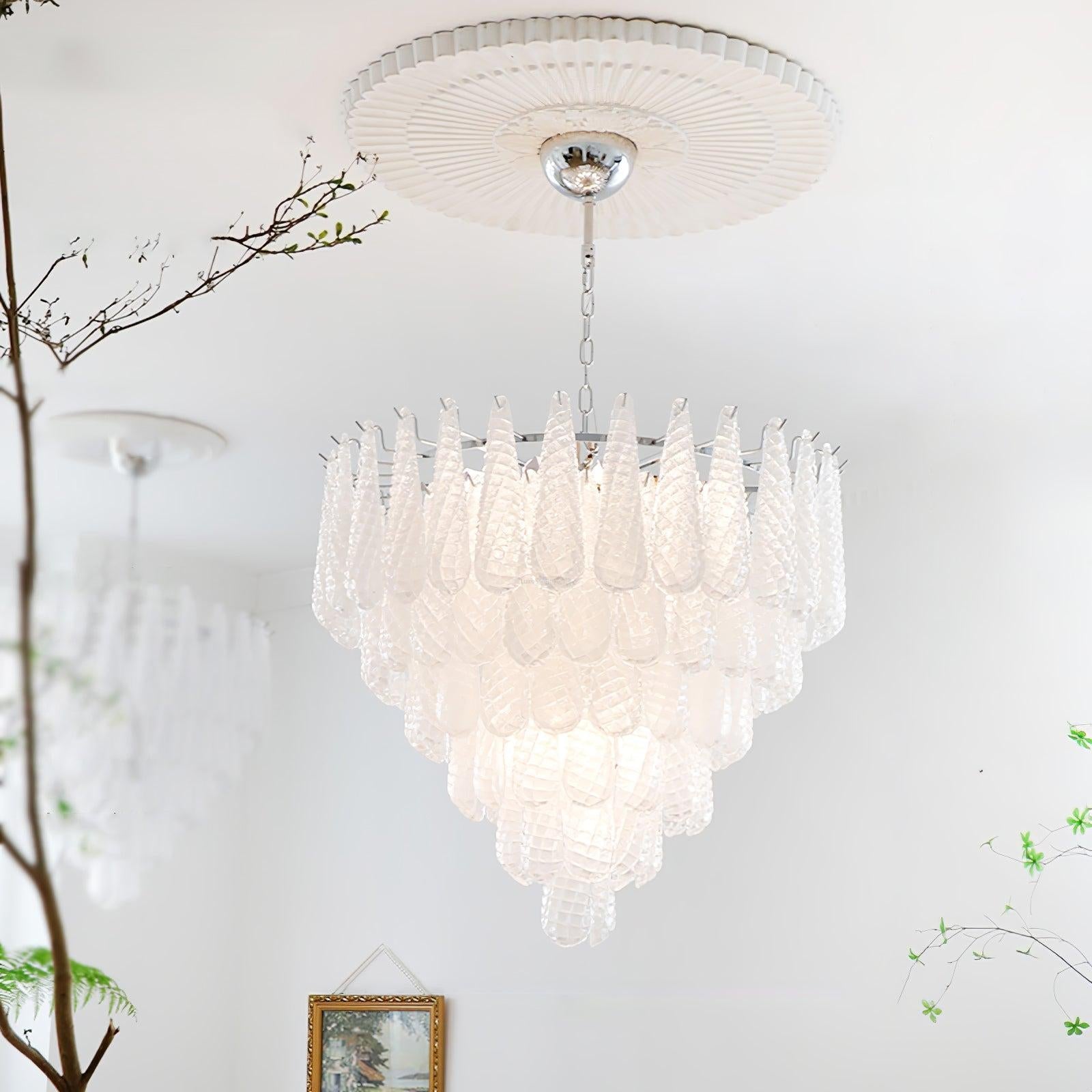 Grid Glass Style Waterfall Chandelier - Cylinder-1-Luxehomezone