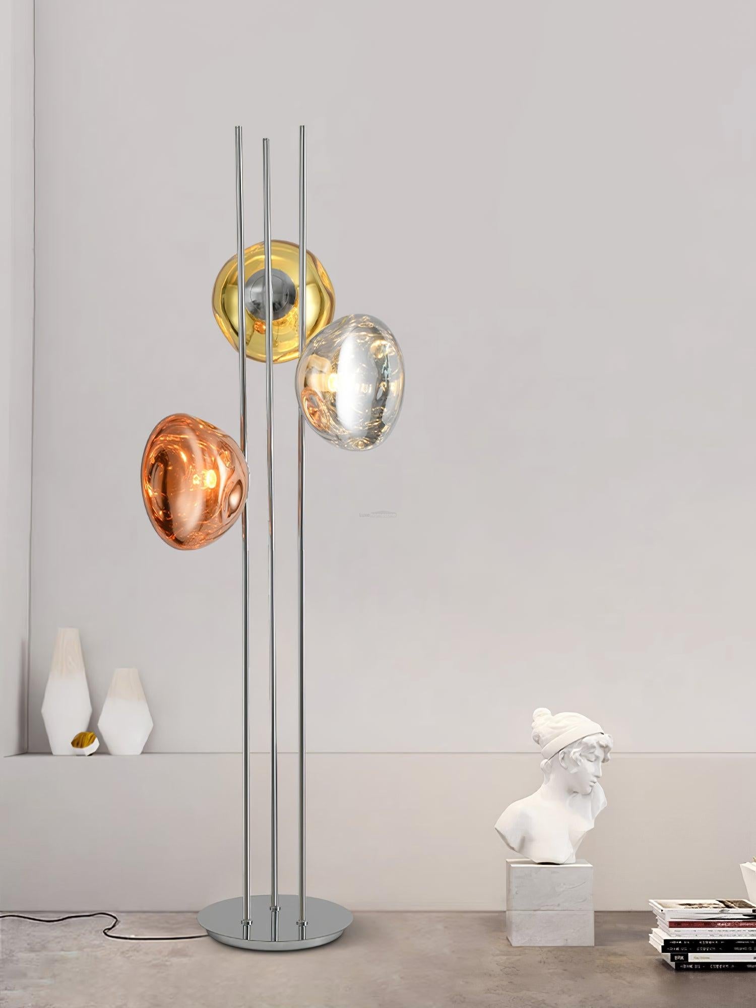 Three Light Glass Floor Lamp ∅ 13.8″ - Luxehomezone