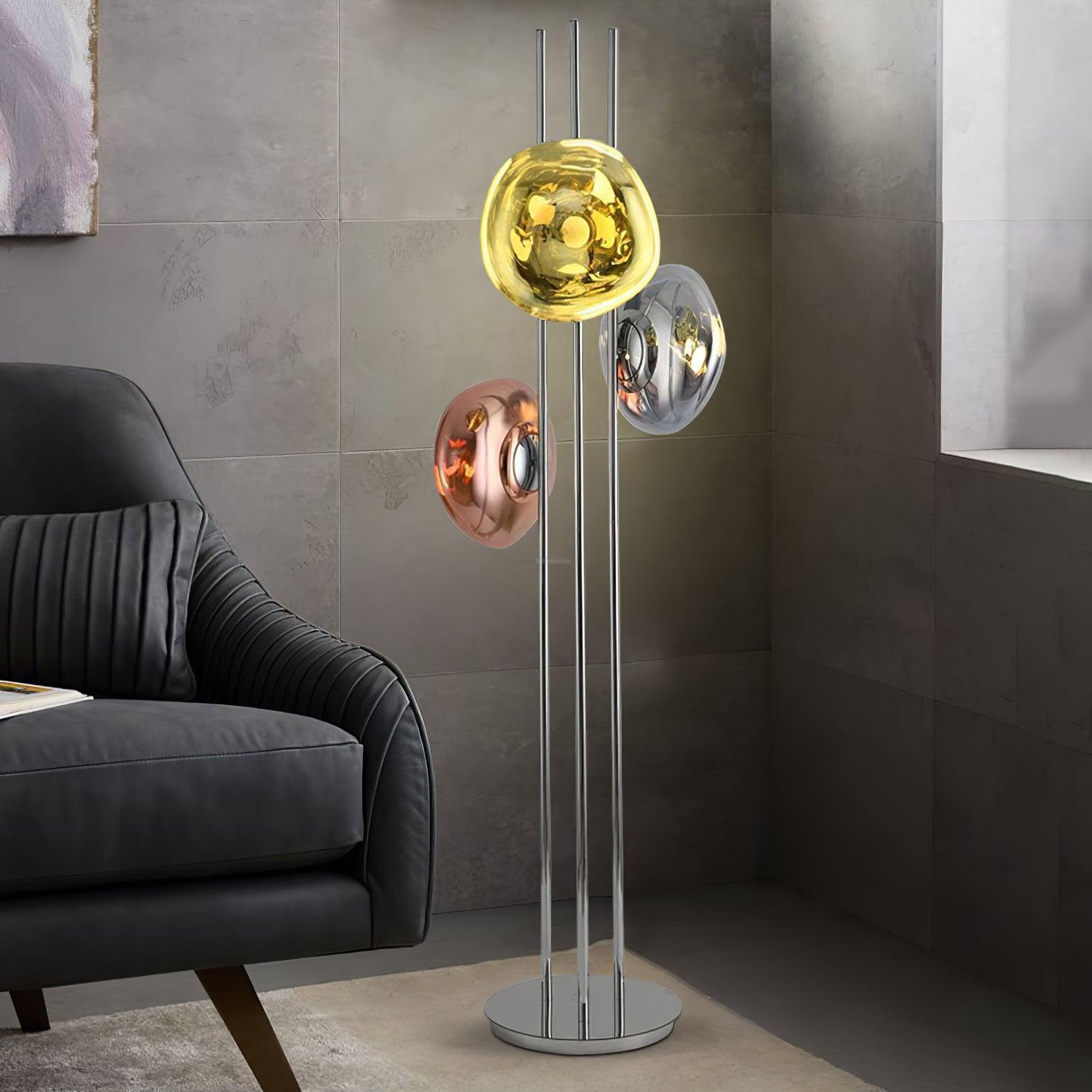 Three Light Glass Floor Lamp ∅ 13.8″ - Luxehomezone