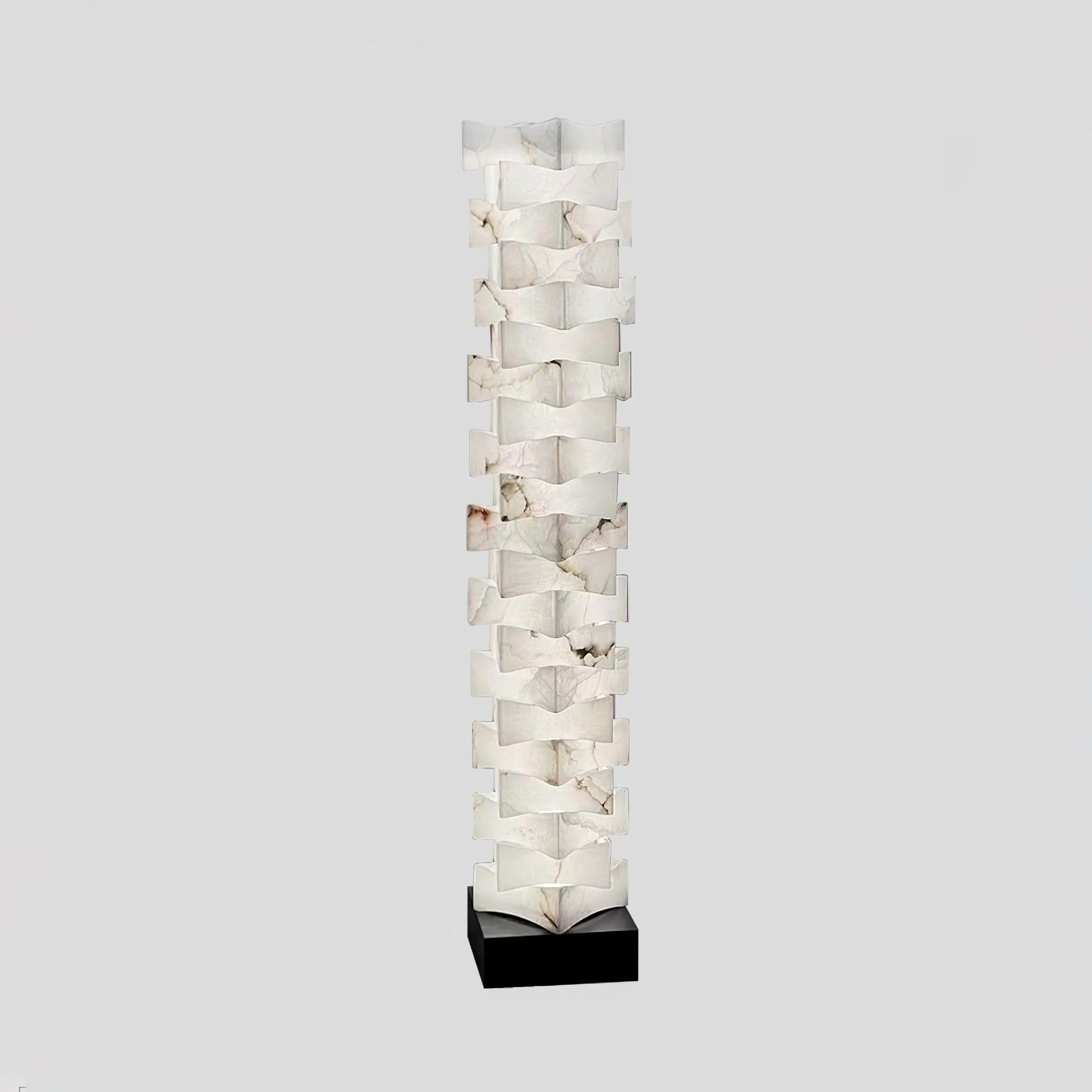 Stacked Alabaster Squares Floor Lamp - Alabaster-1-Luxehomezone