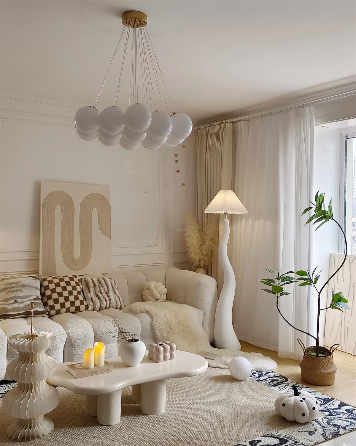Twisted Pleated Floor Lamp ∅ 17.7″ - Fabric-1-Luxehomezone