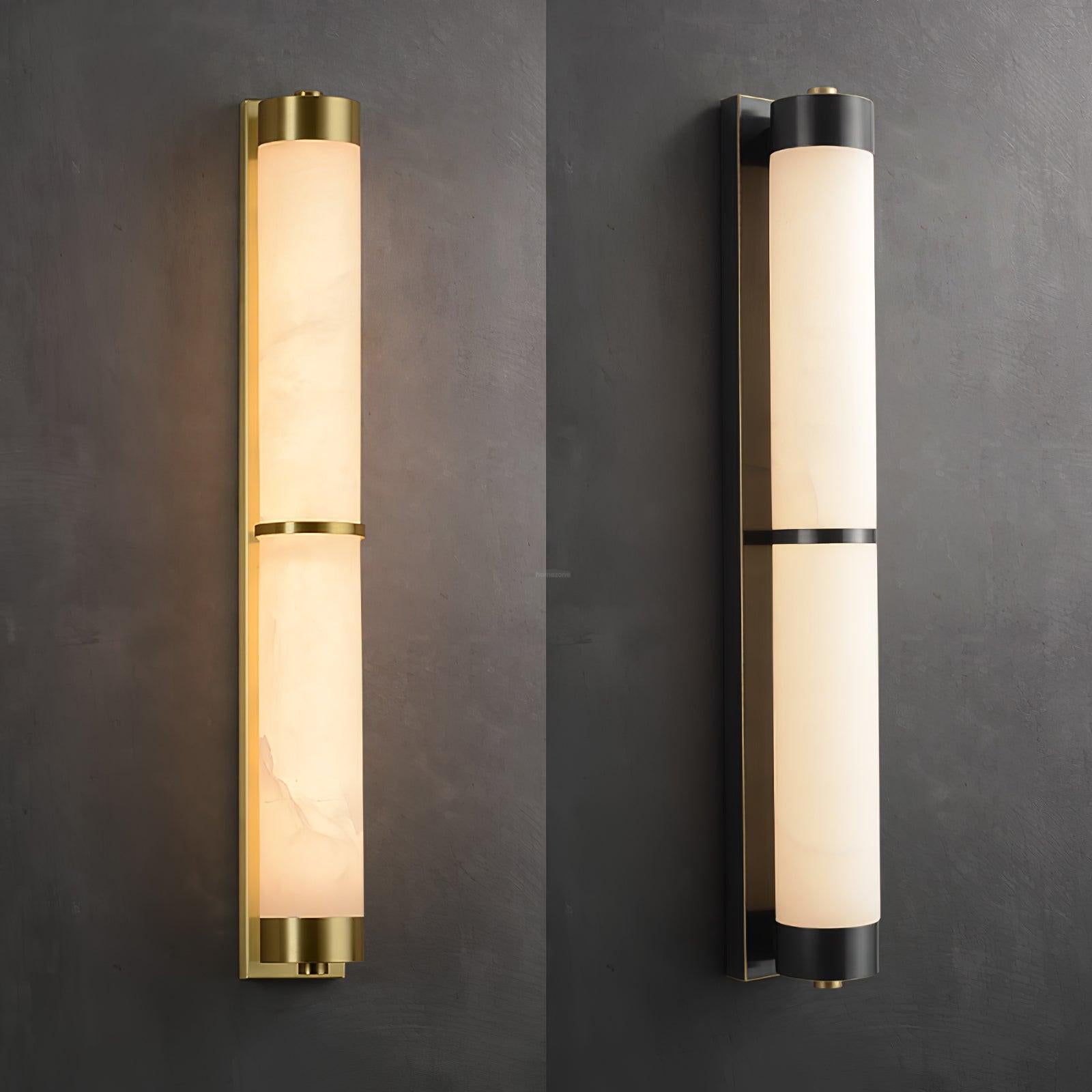 Cylindra Alabaster Brass Wall Sconce - Alabaster, Alabaster Wall Lamp-1-Luxehomezone