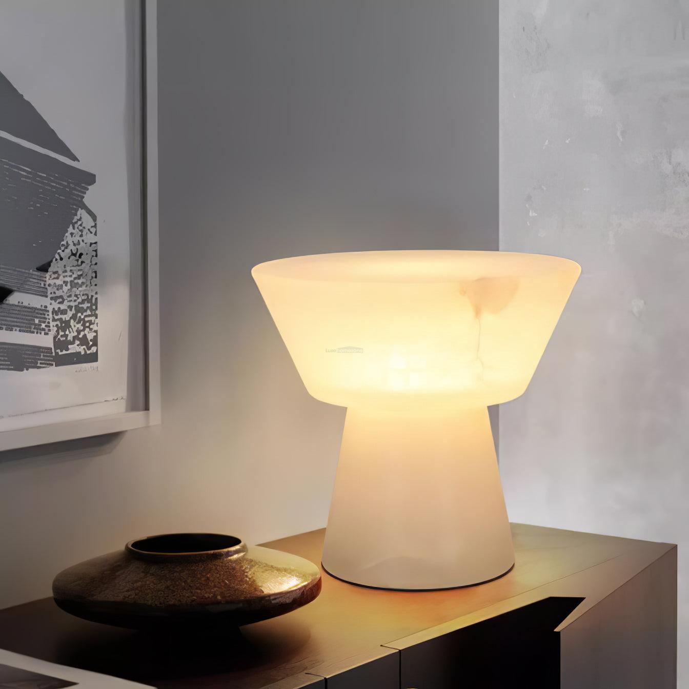 Beta Marble Round Table Lamp - Alabaster-1-Luxehomezone