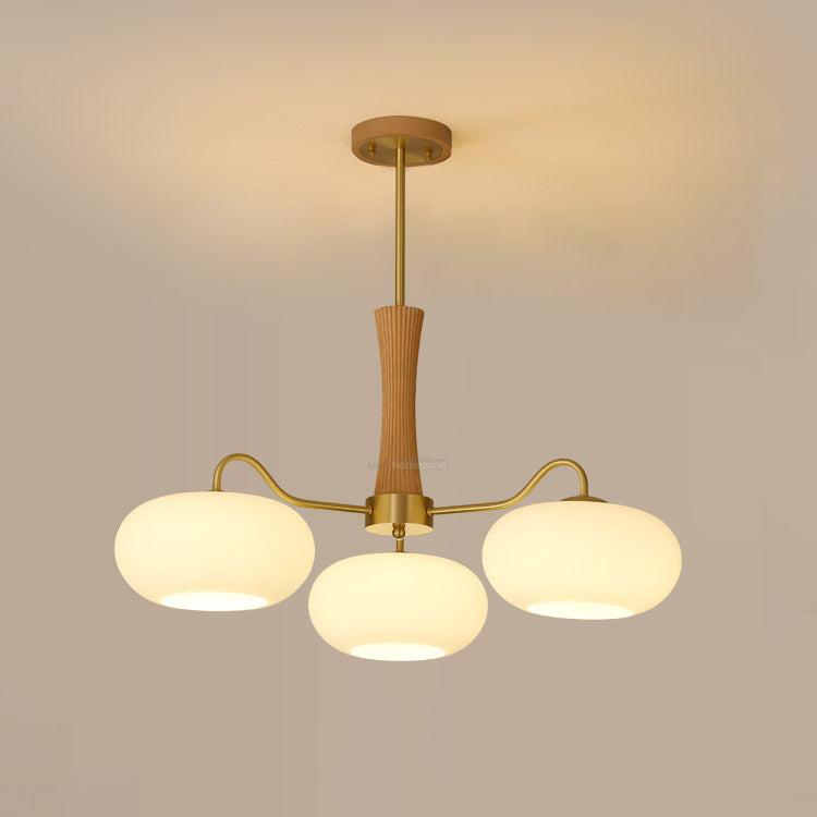 Brass Wooden Persimmon Ceiling Light For Living Room - Glass Chandelier, Persimmon, Semi Flush Mounts-1-Luxehomezone