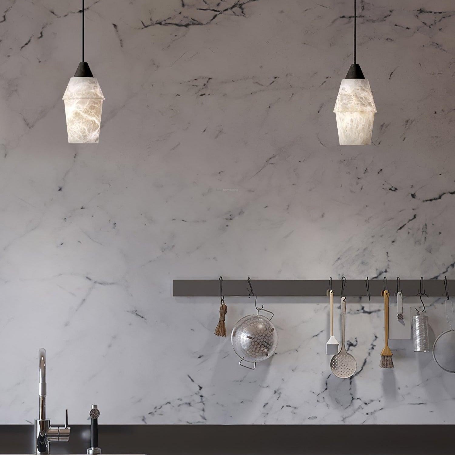 TEN MA DO Alabaster Pendant Light - Alabaster, Alabaster Pendant-1-Luxehomezone