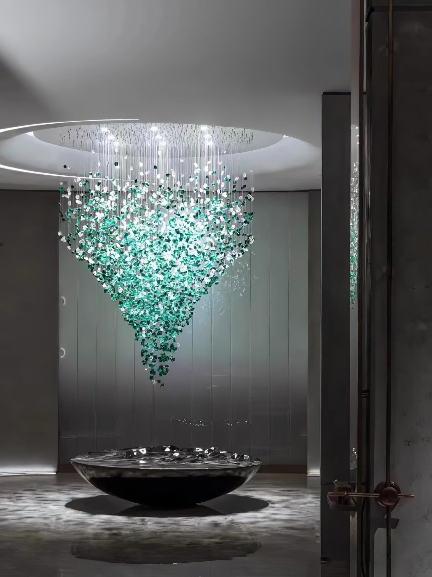 Multicolor Crystal Stone Round/Long canopy Chandelier - Helia-1-Luxehomezone