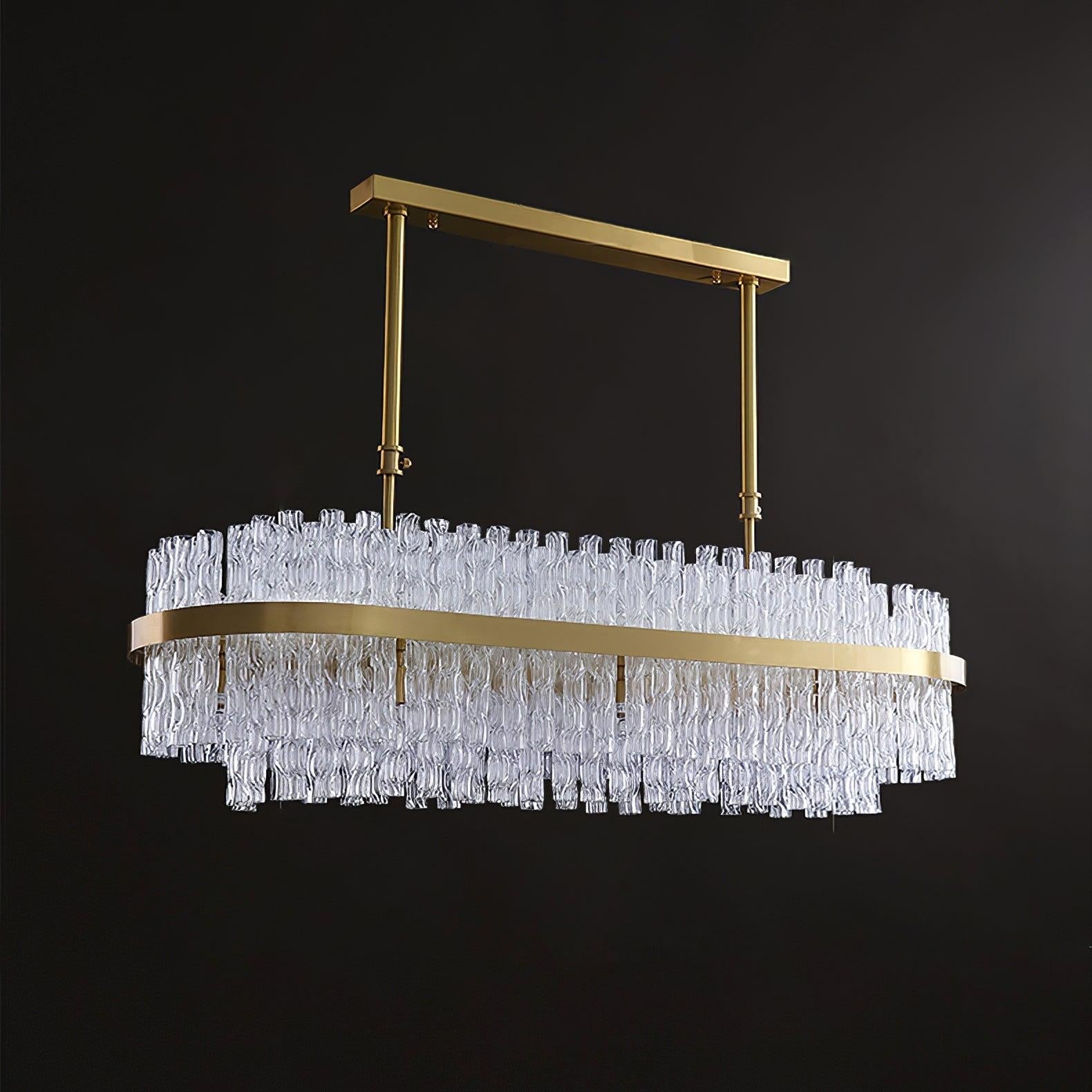 Gold & Clear Rod Round/Long canopy Chandelier - Luxehomezone