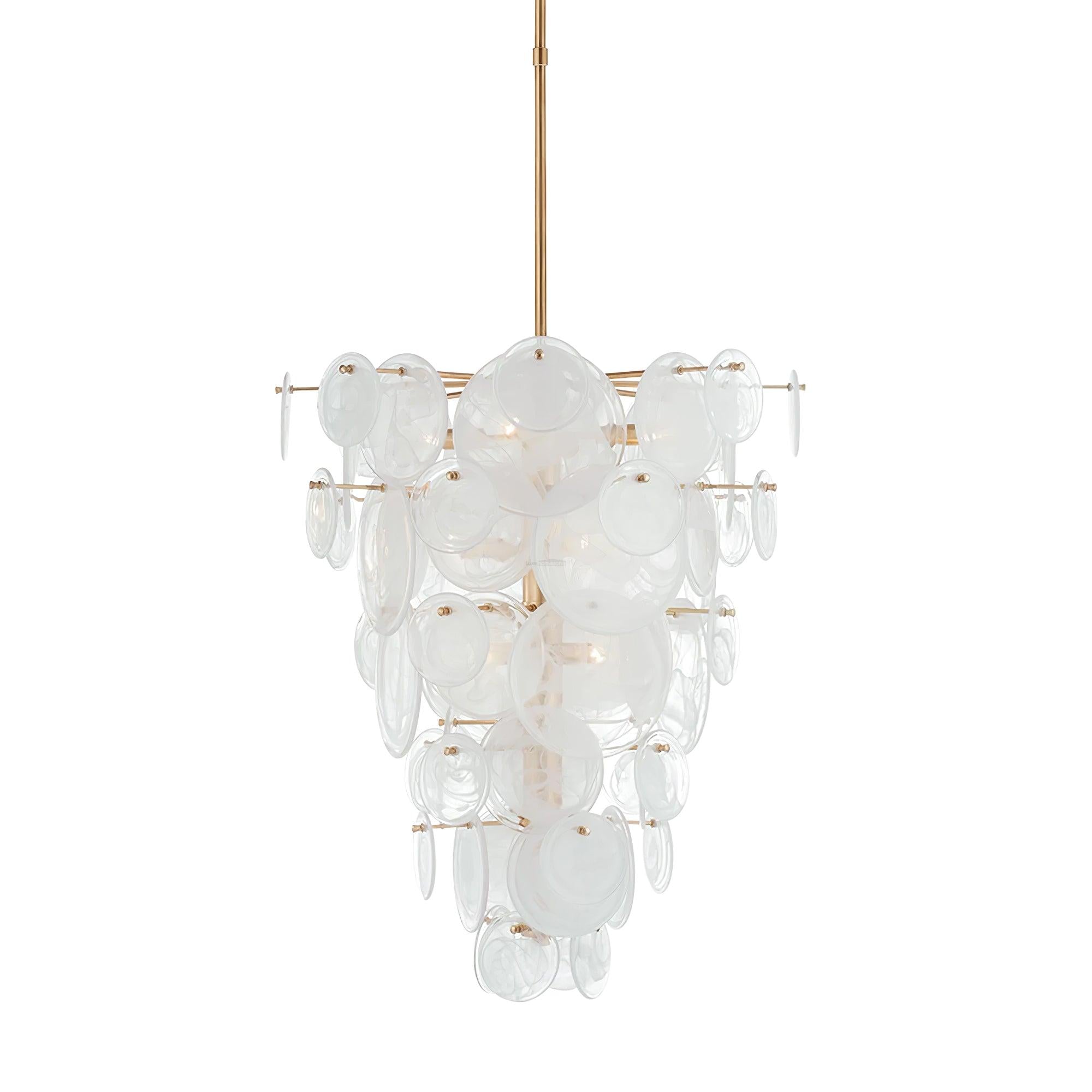 Brass Discs Cascading Round Chandelier - Cylinder-1-Luxehomezone